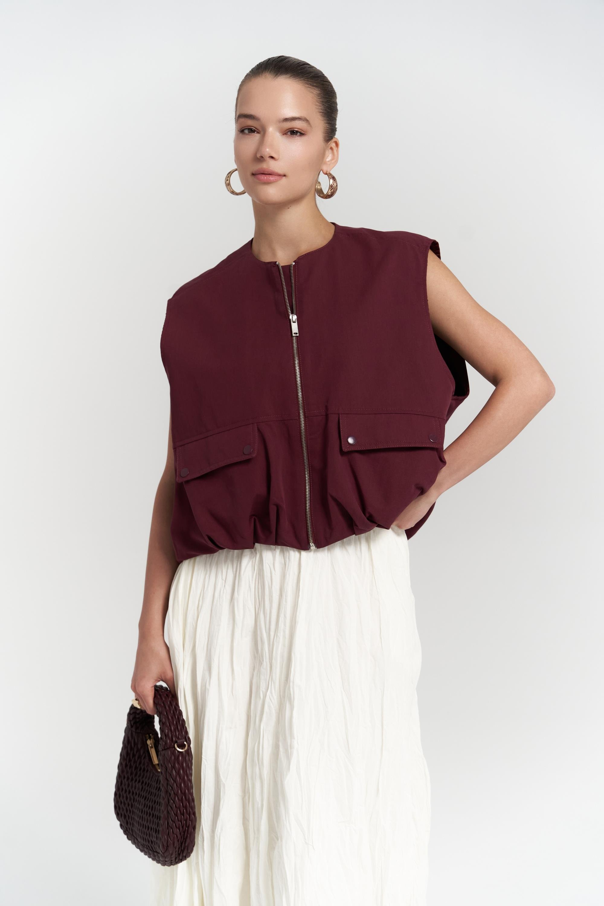 Hardy Burgundy Bomber Vest