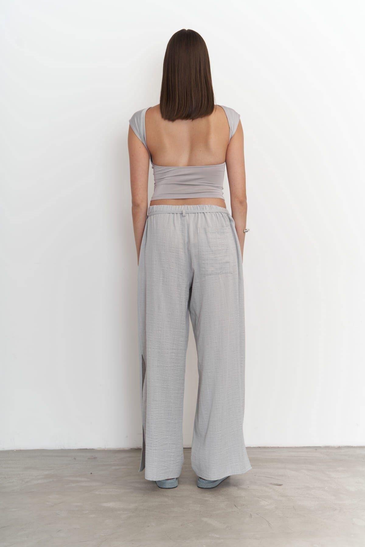 Harmony Yan Bağlama Gri Pantolon