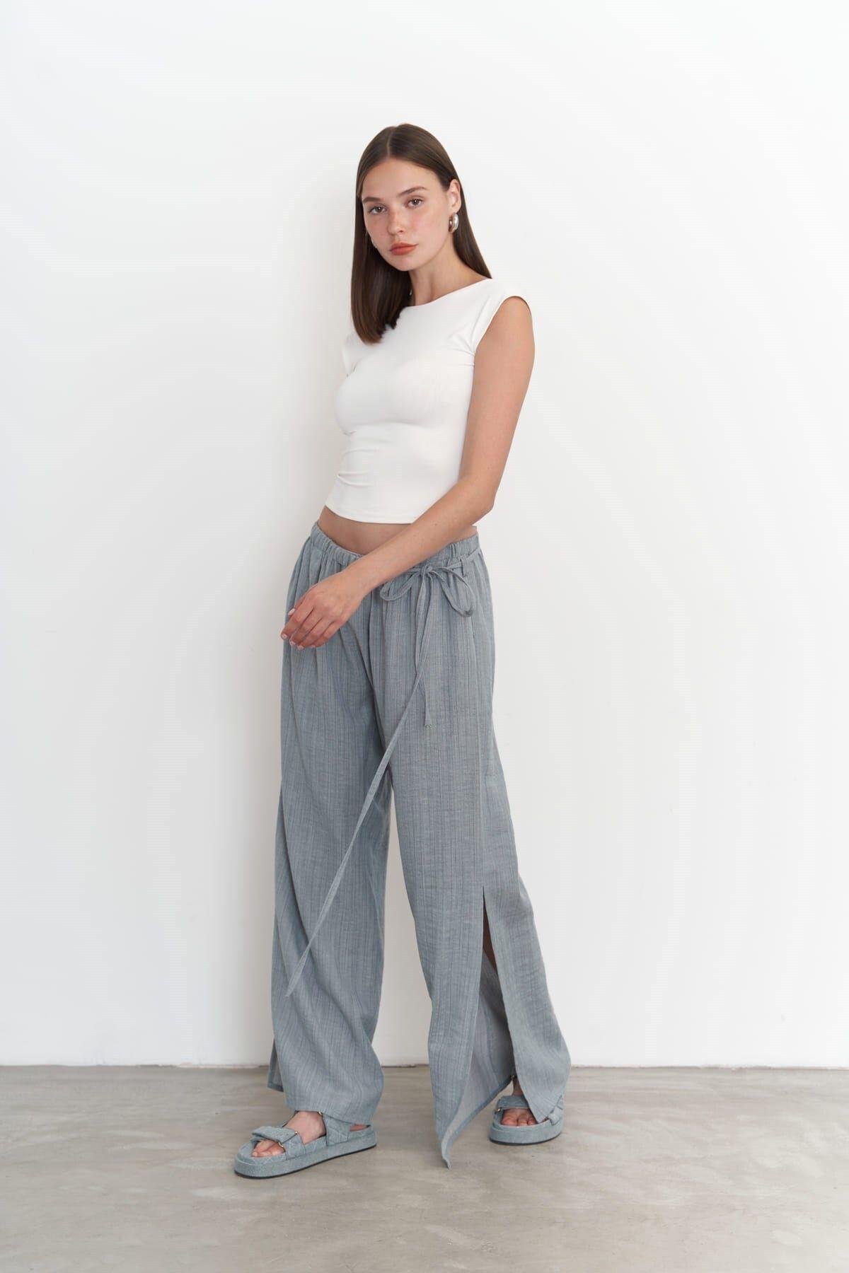 Harmony Yan Bağlama Mavi Pantolon