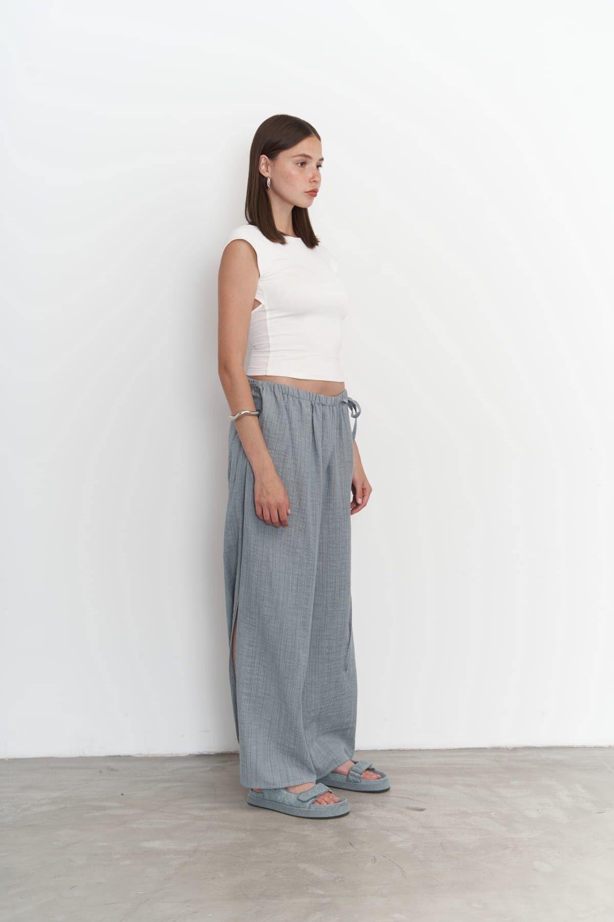 Harmony Yan Bağlama Mavi Pantolon