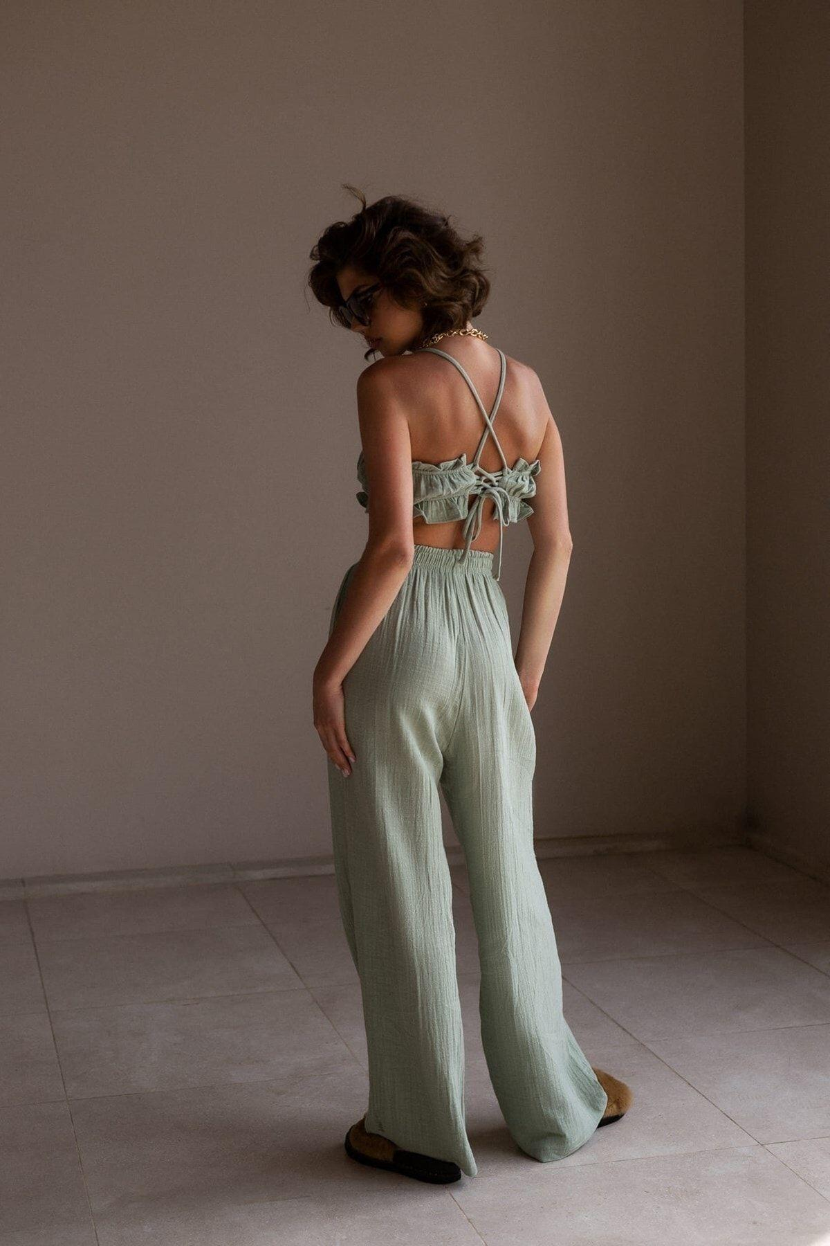 Harvey Çağla Müslin Crop Takım