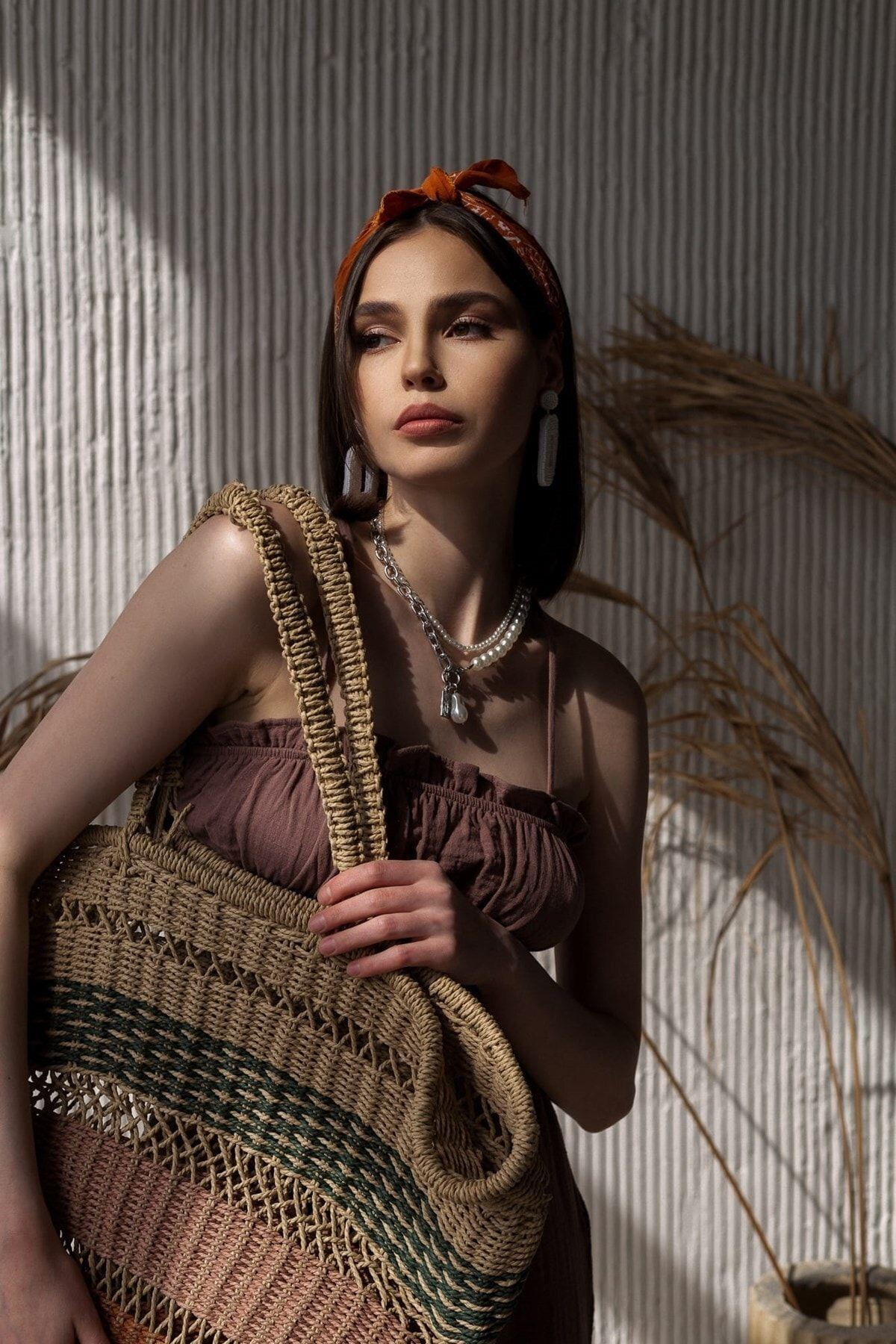 Bohemai Harvey Brown Muslin Crop-Trousers Set