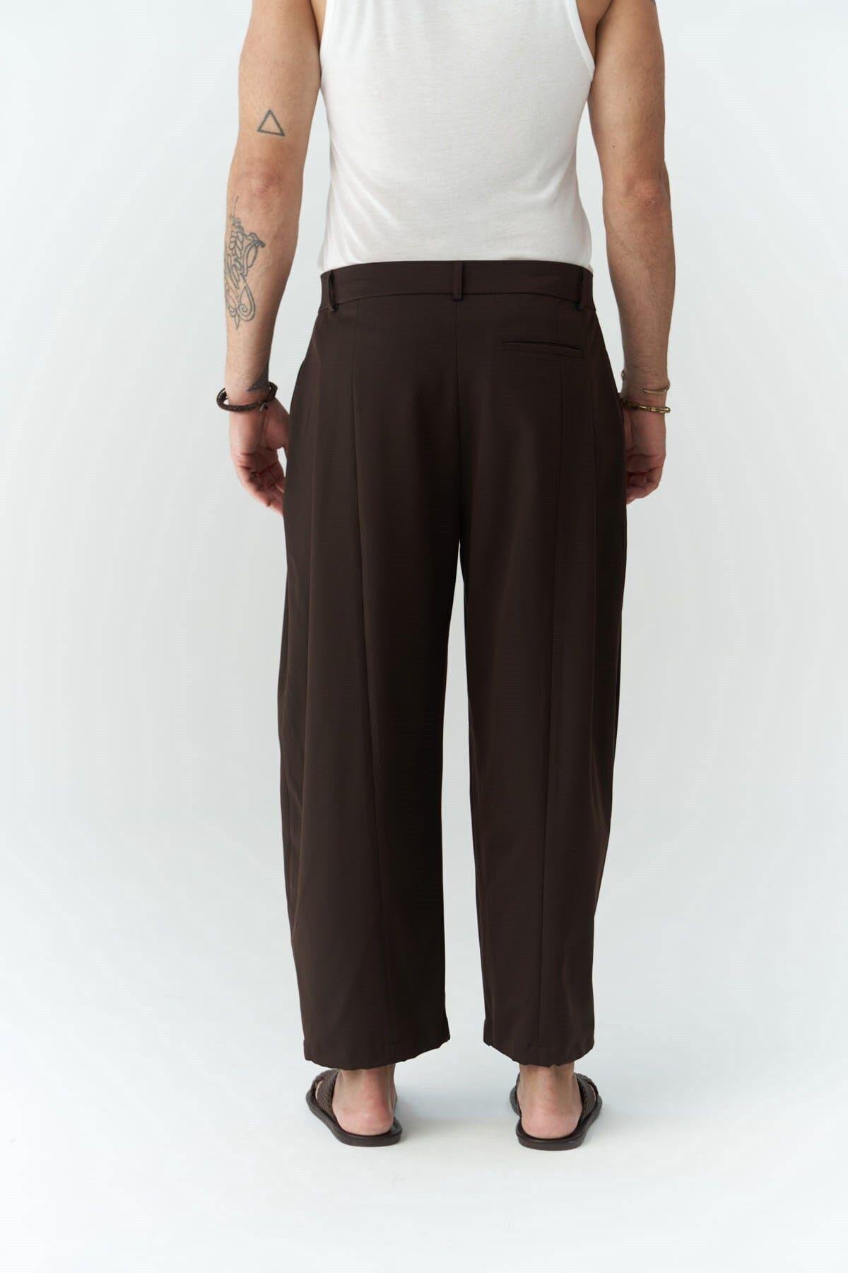 Hector Men's Wide Leg Brown Trousers