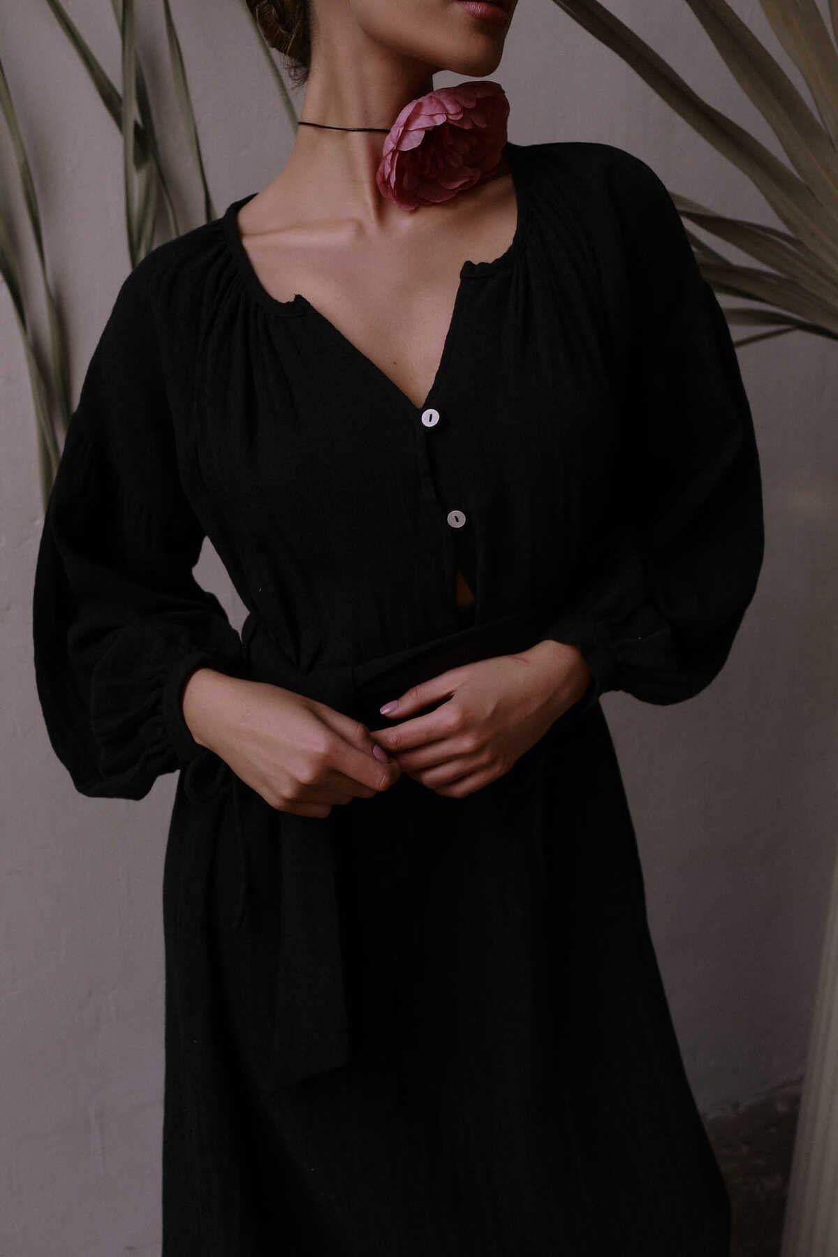 Bohemai Helen Black Muslin Dress