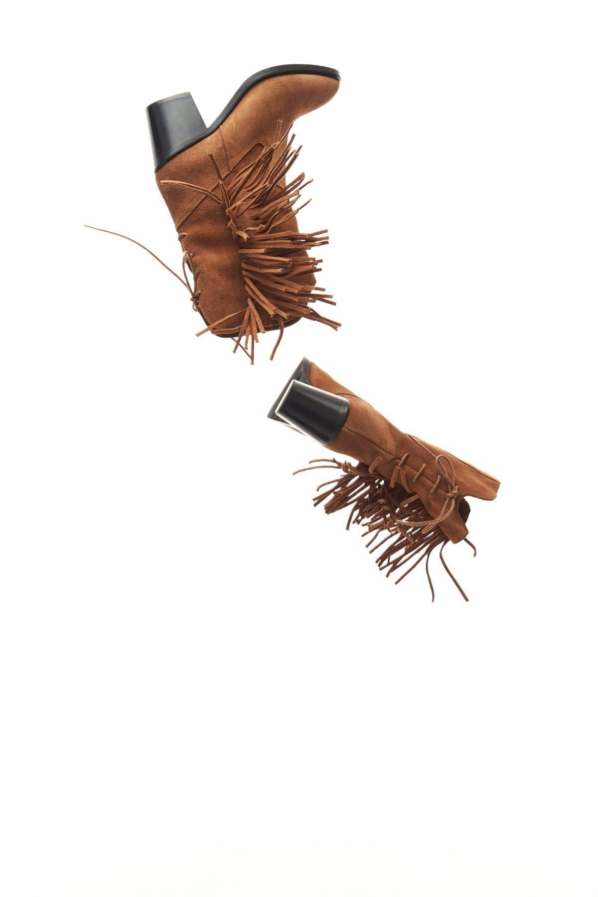 Hera Püskül Detay Taba Süet Kovboy Bot