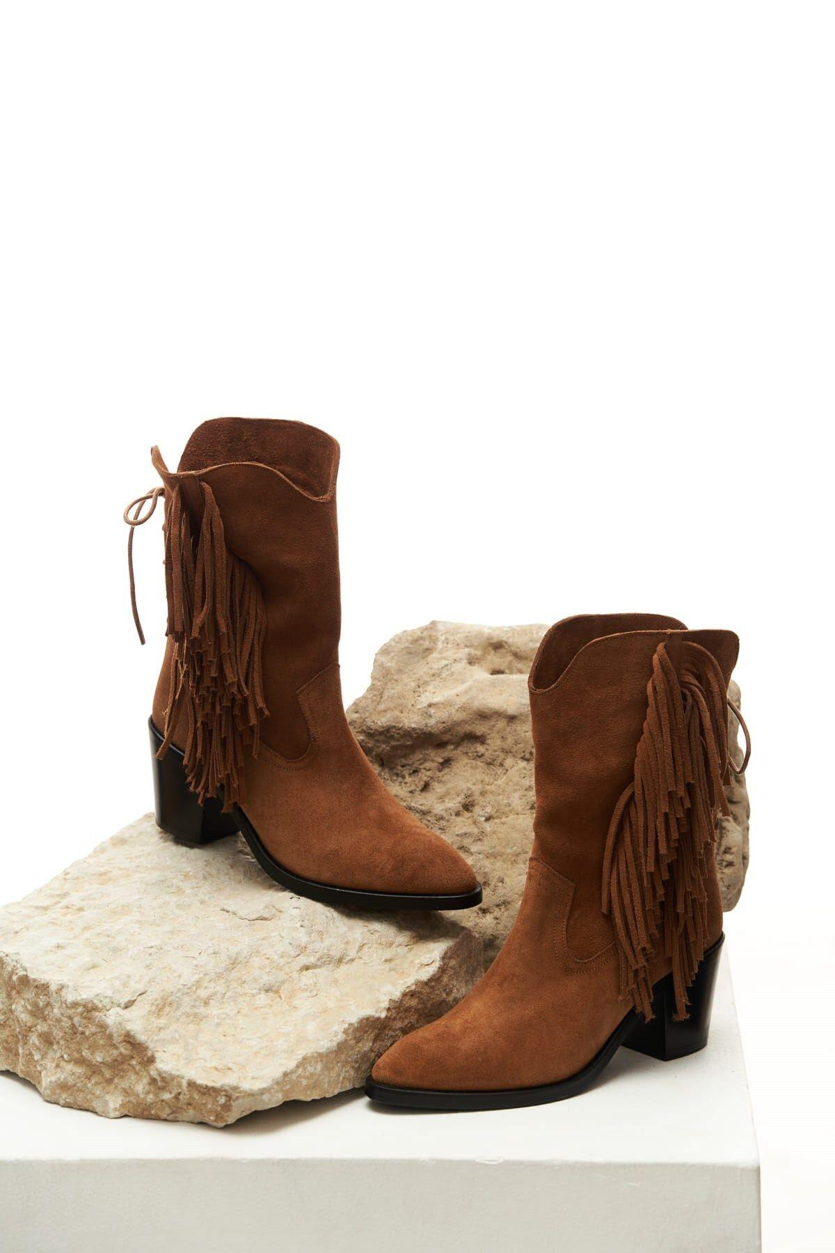 Hera Püskül Detay Taba Süet Kovboy Bot