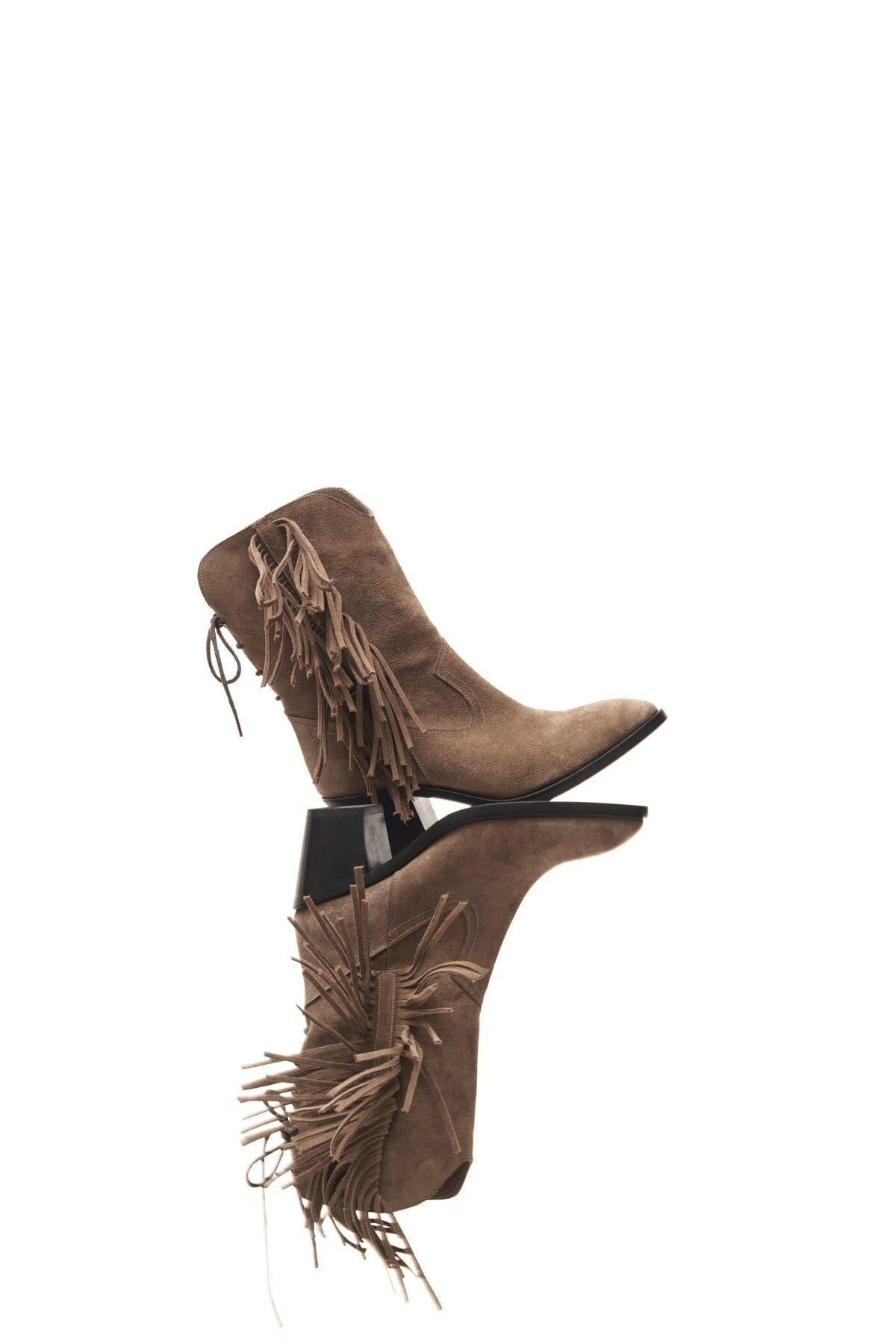 Hera Püskül Detay Vizon Süet Kovboy Bot