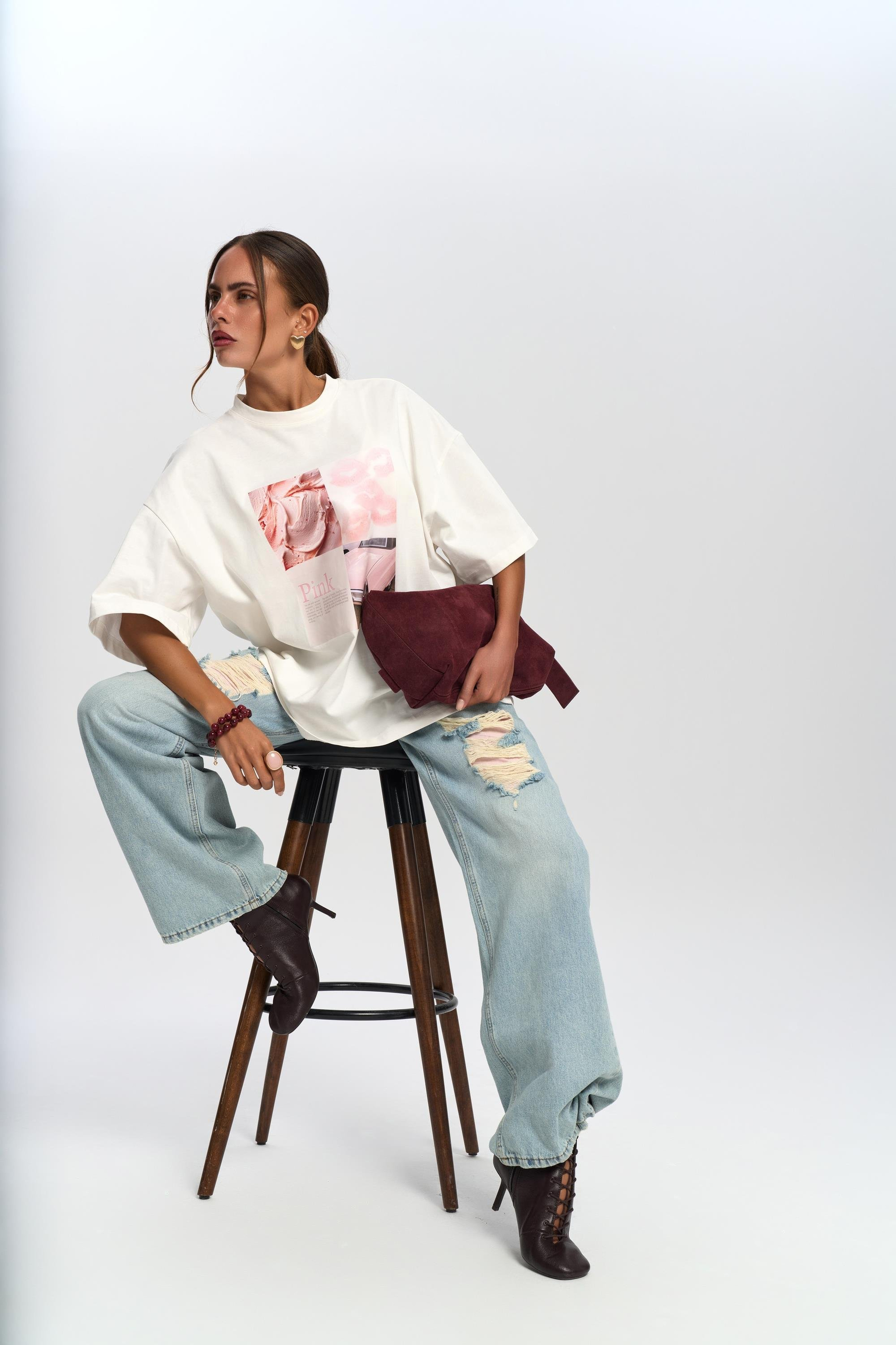 Ice Cream Oversize Beyaz T-Shirt