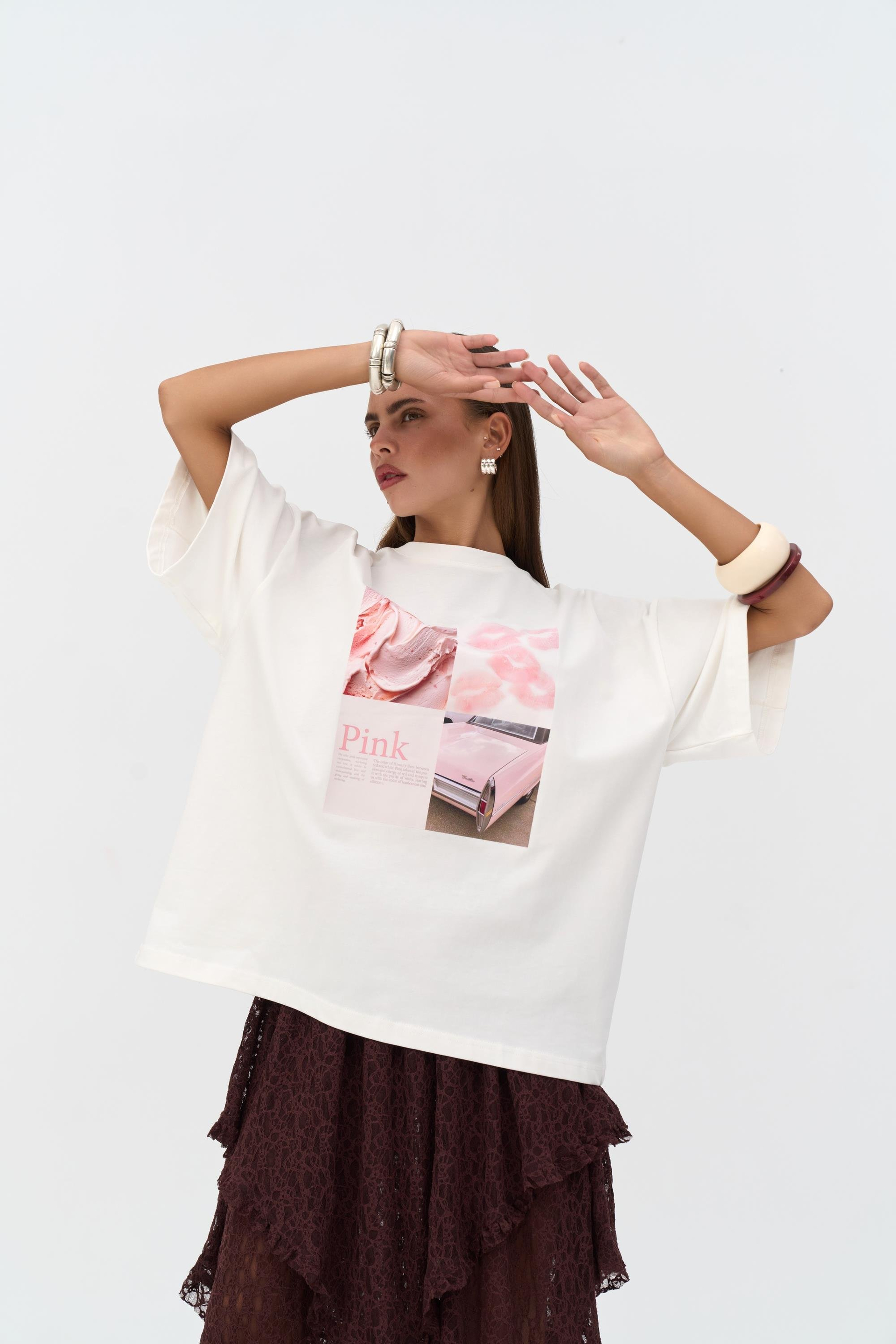 Ice Cream Oversize Beyaz T-Shirt