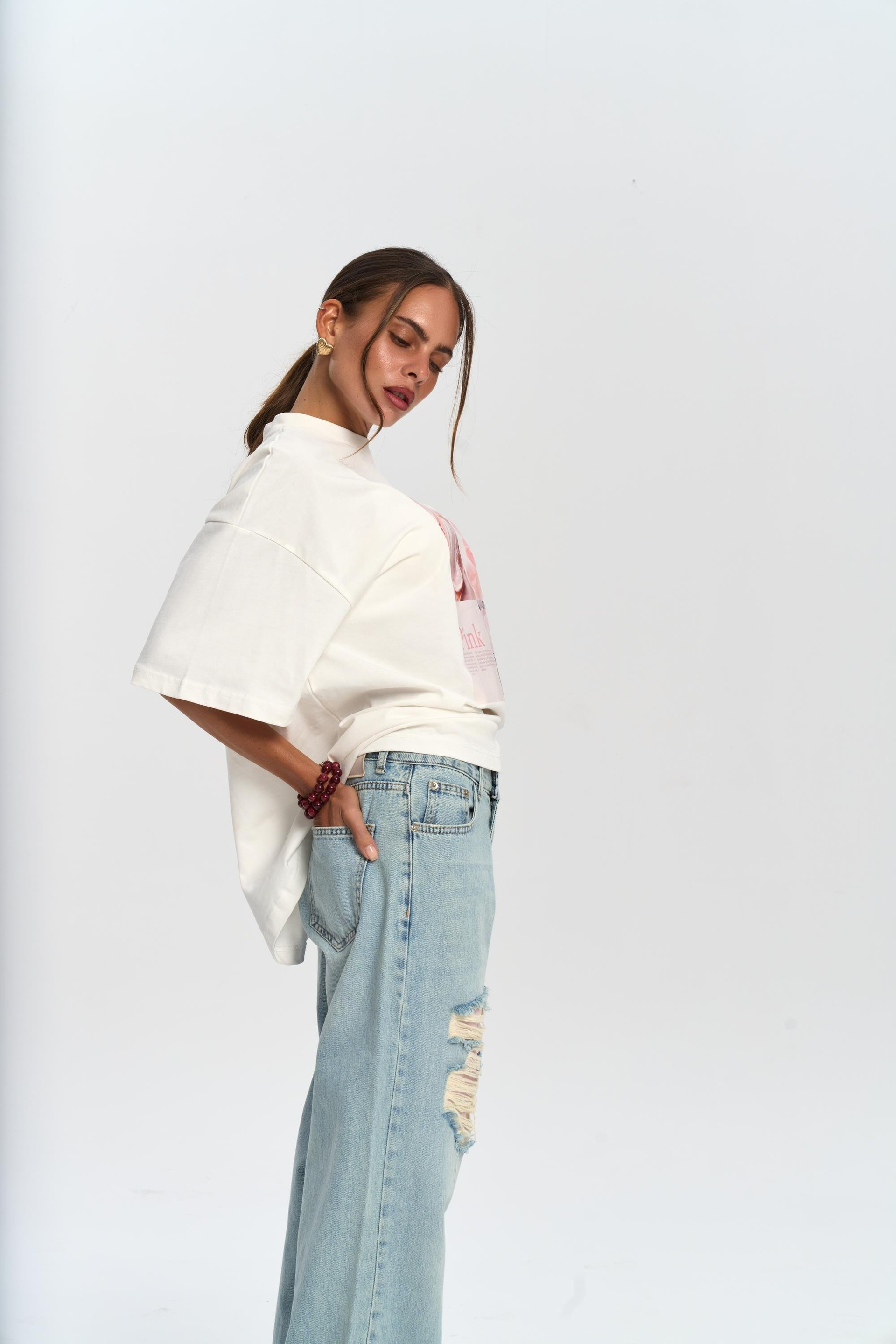 Ice Cream Oversize Beyaz T-Shirt