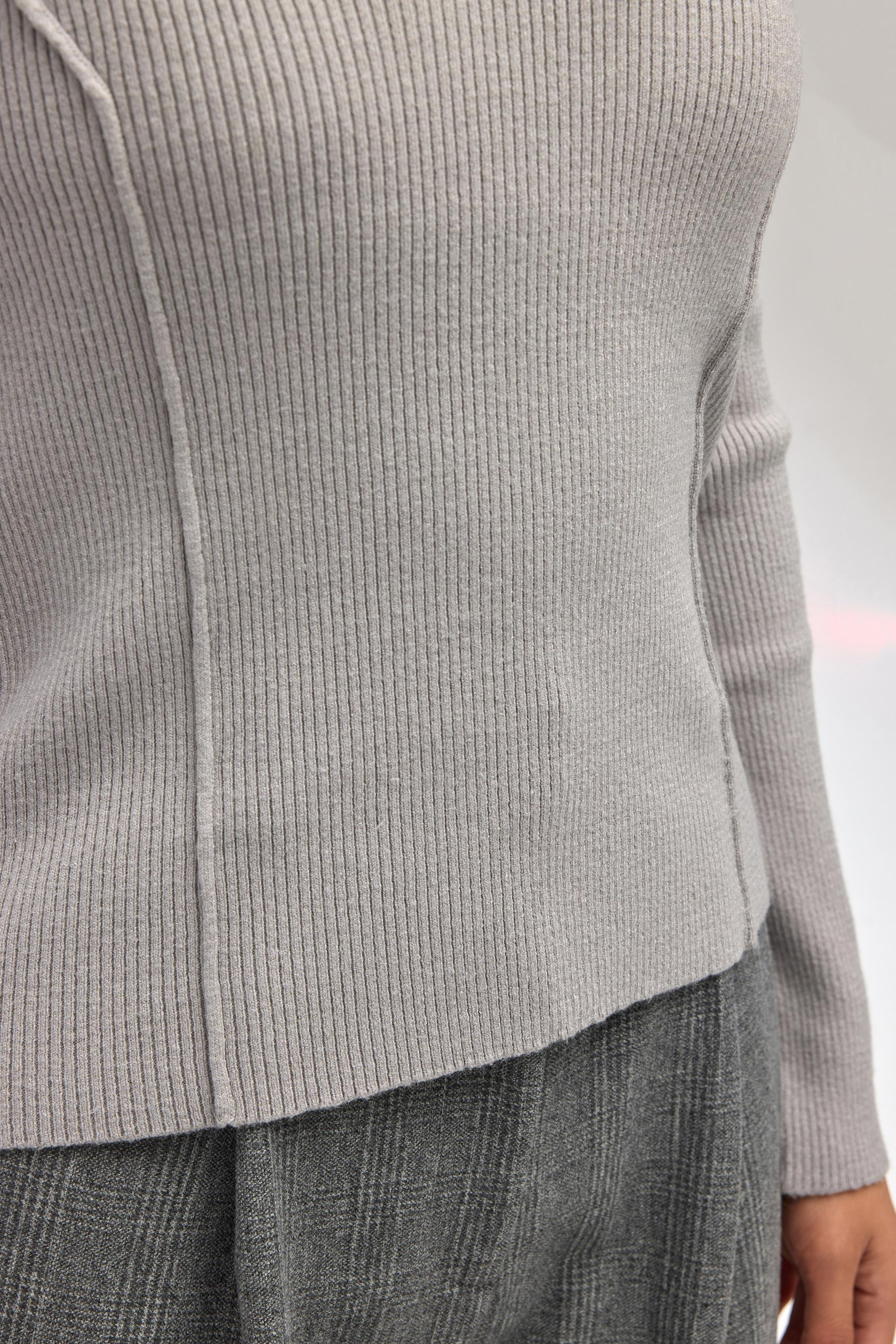 İnari Polo Yaka Gri Triko Kazak