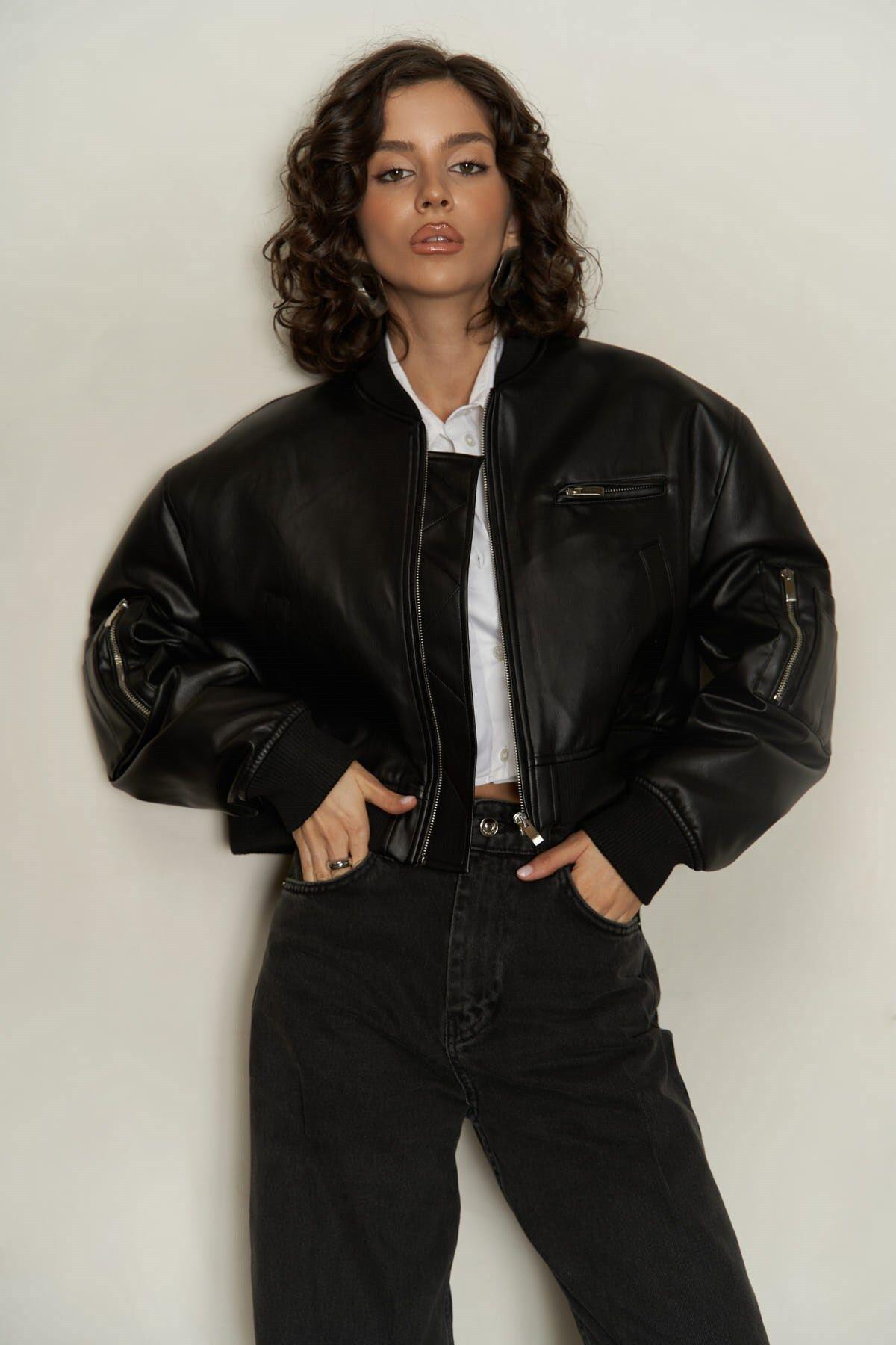 İnferno Black Bomber Leather Jacket