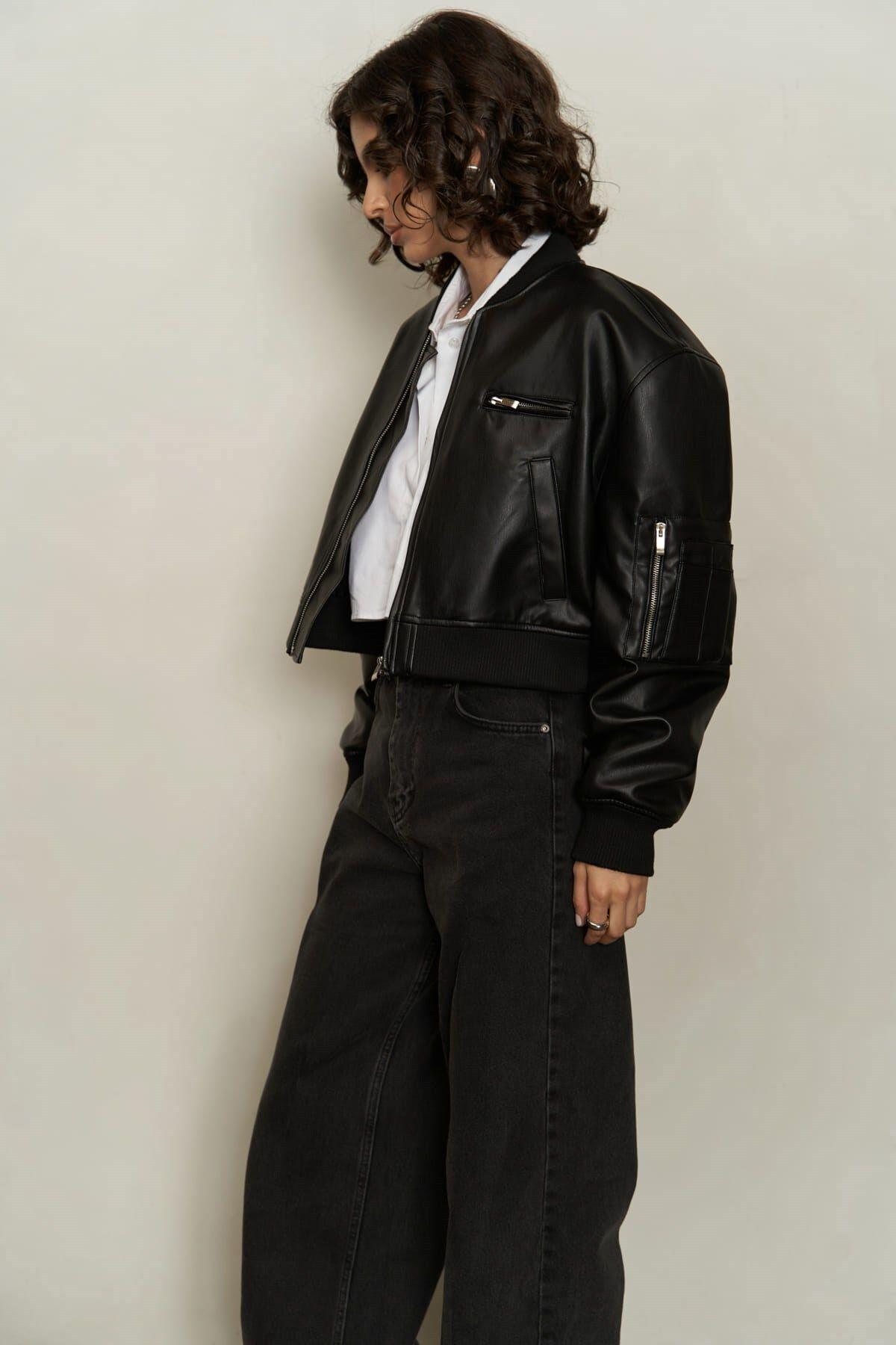 İnferno Black Bomber Leather Jacket