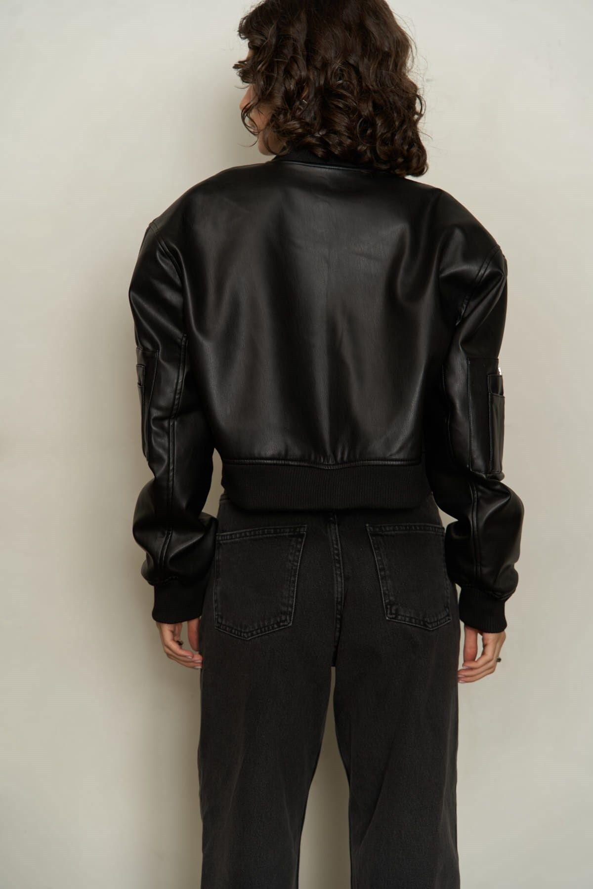 İnferno Black Bomber Leather Jacket