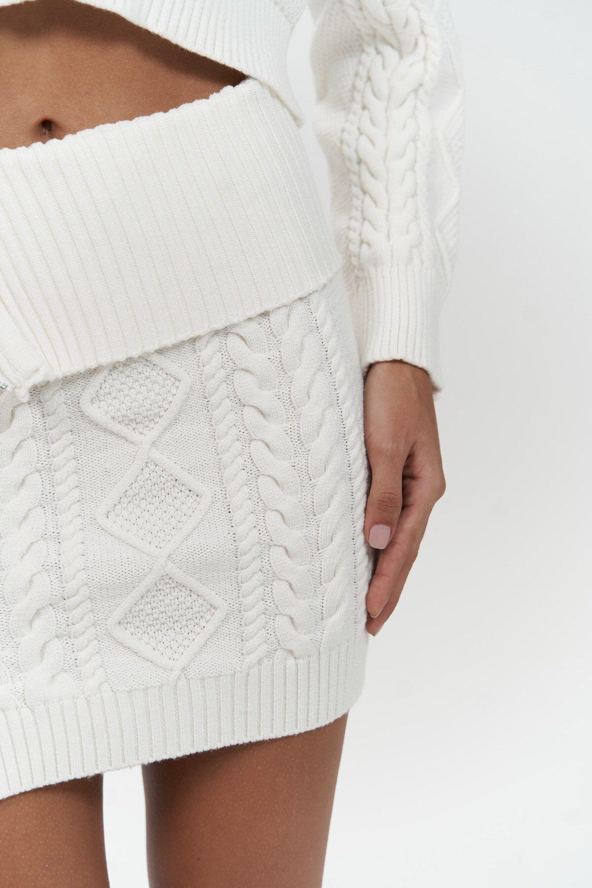 Isolde Ecru Sweater&Mini Skirt Set