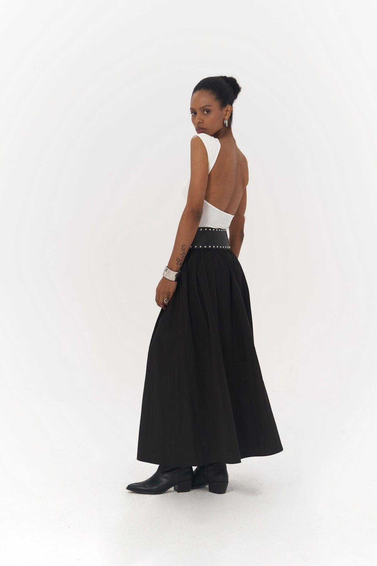 Ivory Black Parachute Skirt