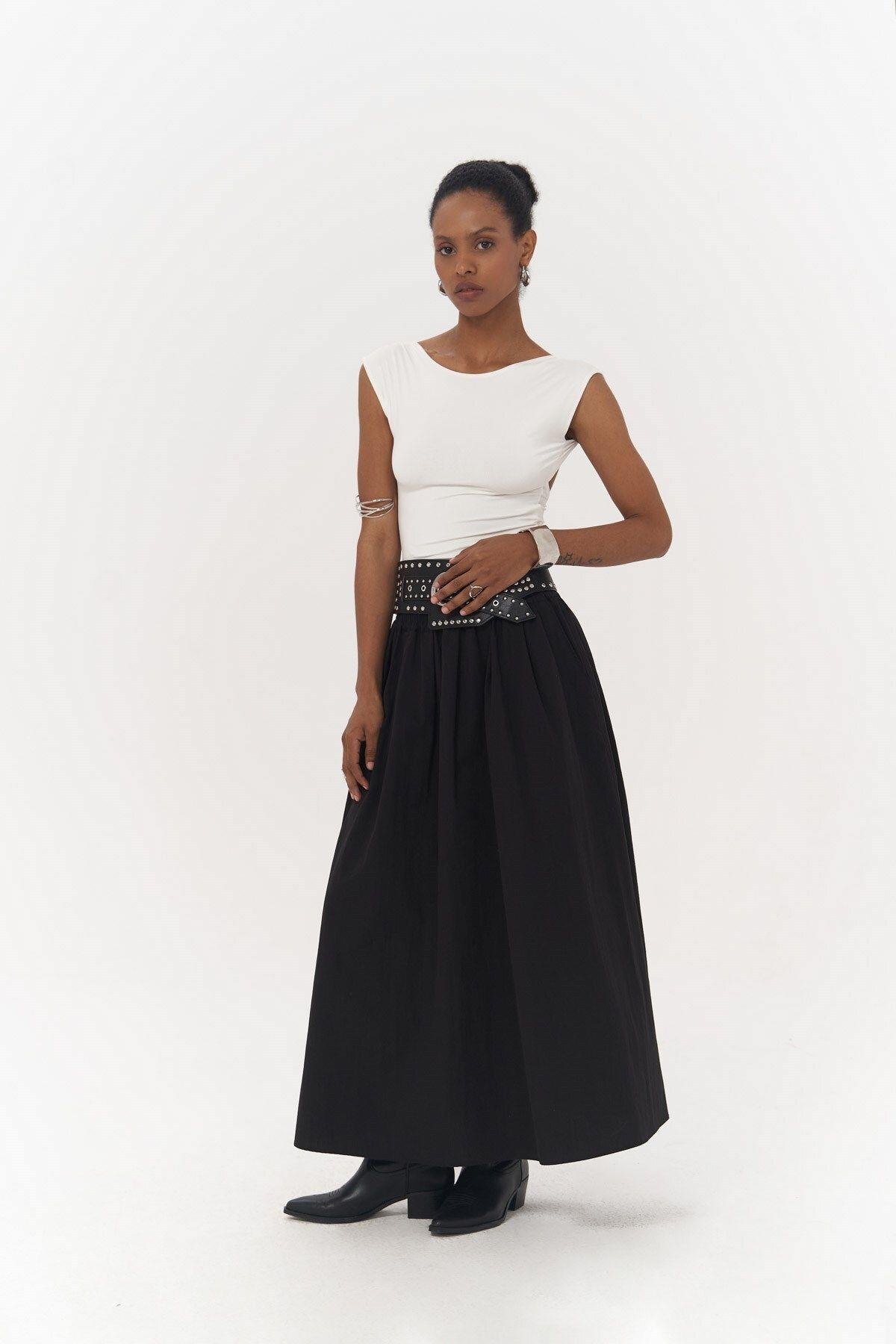 Ivory Black Parachute Skirt