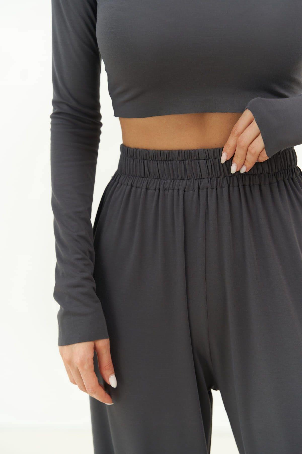Jany Anthracite Long Sleeve Crop&Pants Set