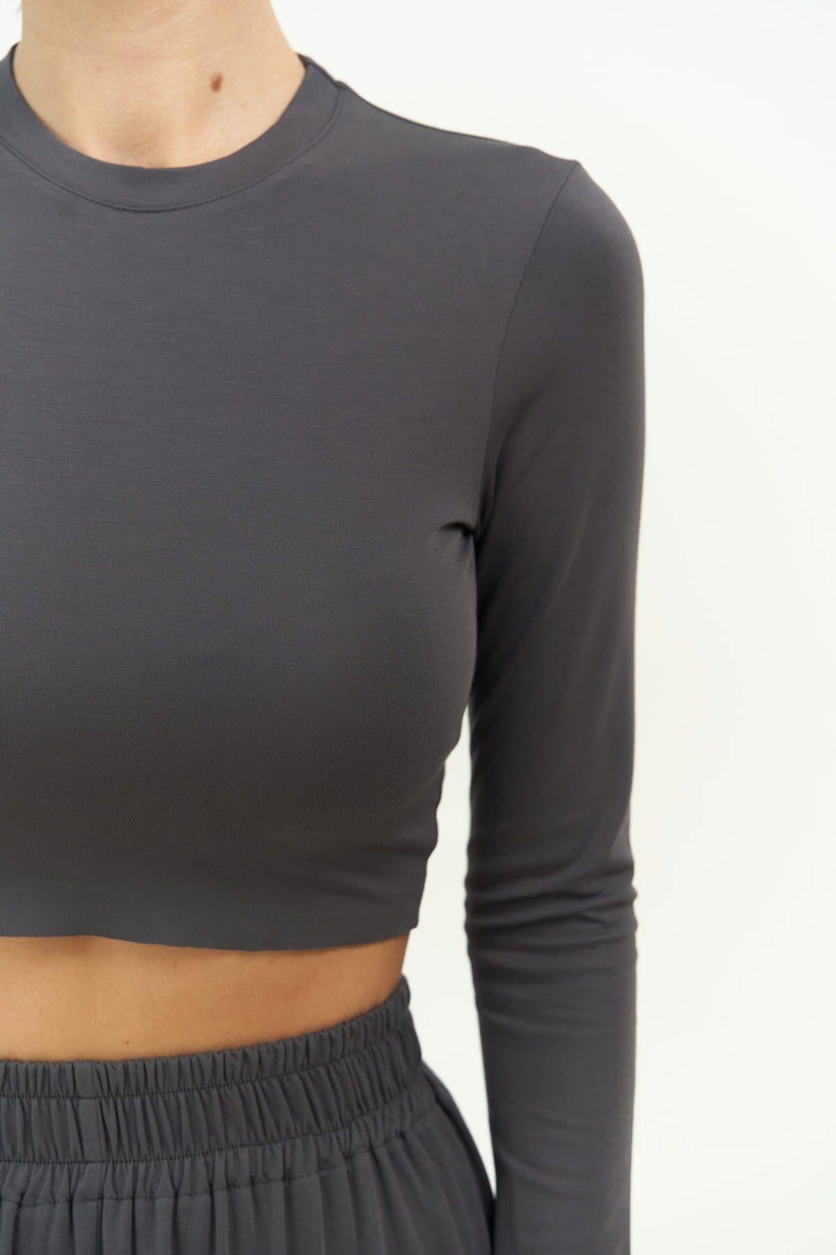 Jany Anthracite Long Sleeve Crop&Pants Set