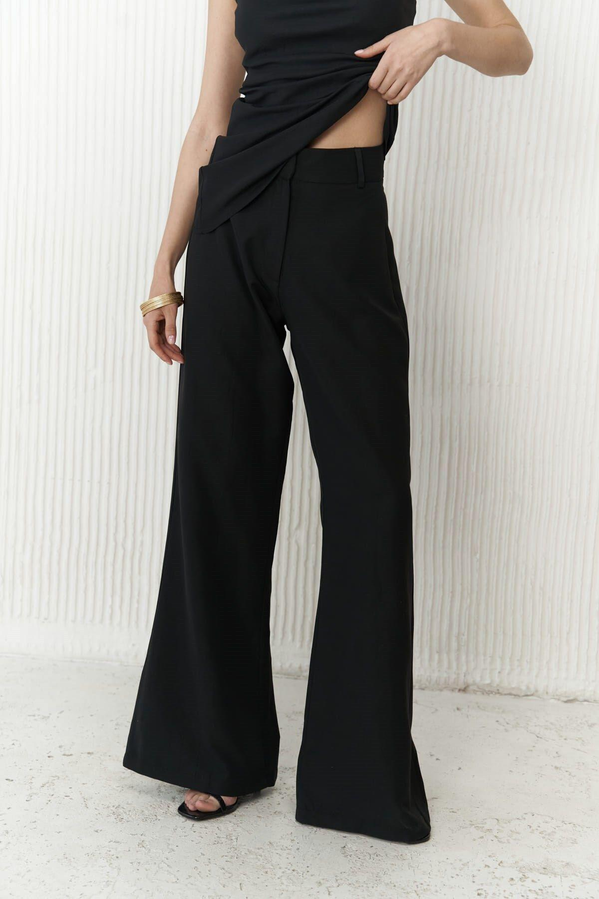 Javier Black Crop&Trousers Set