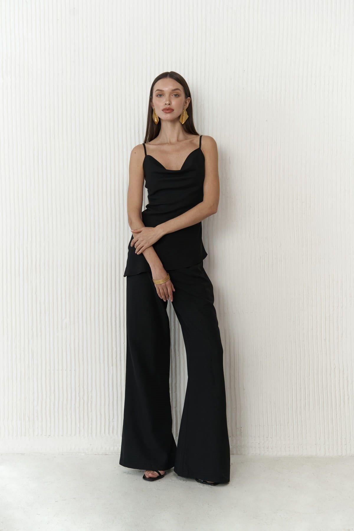 Javier Black Crop&Trousers Set
