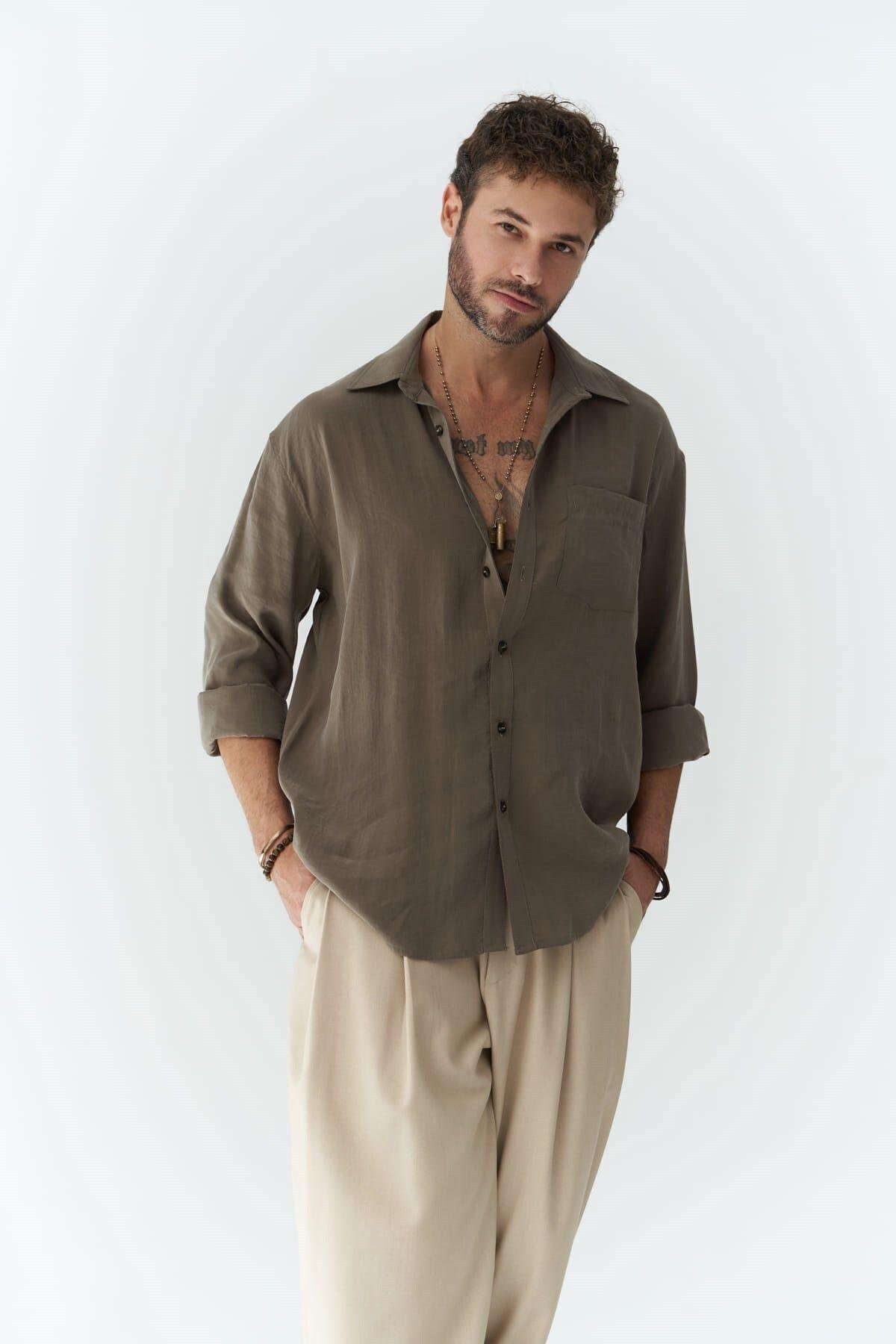 Jeremy Men's Khaki Shirt