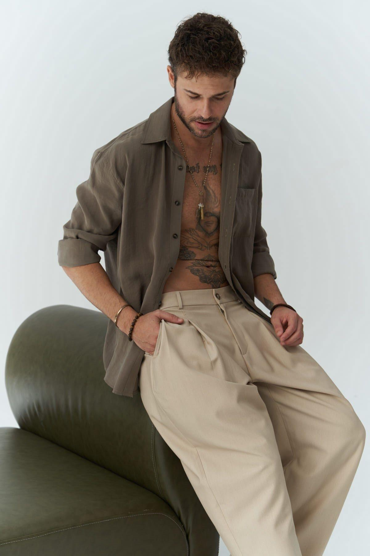 Jeremy Men's Khaki Shirt