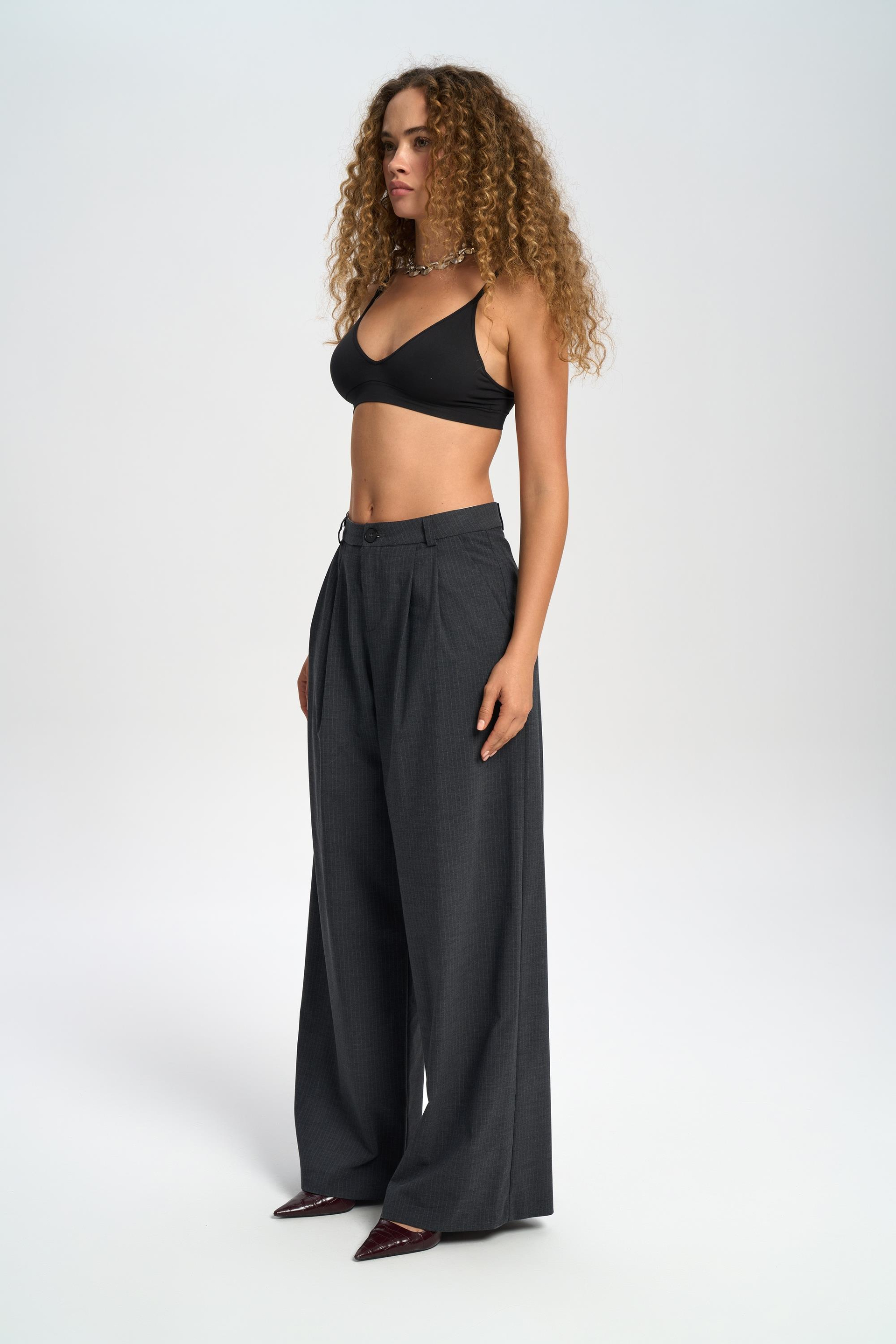 Jessical Striped Charcoal Pants