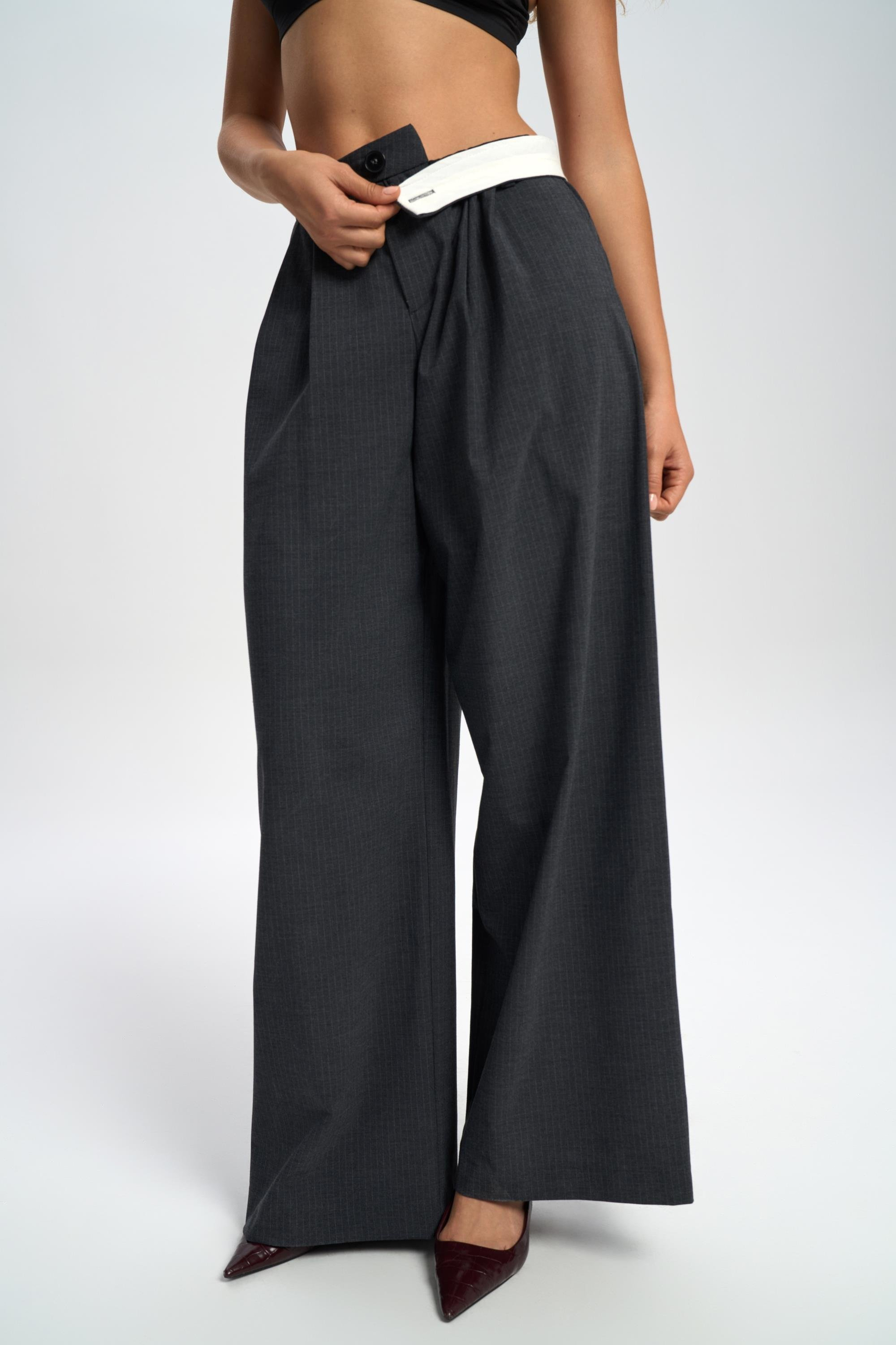 Jessical Striped Charcoal Pants