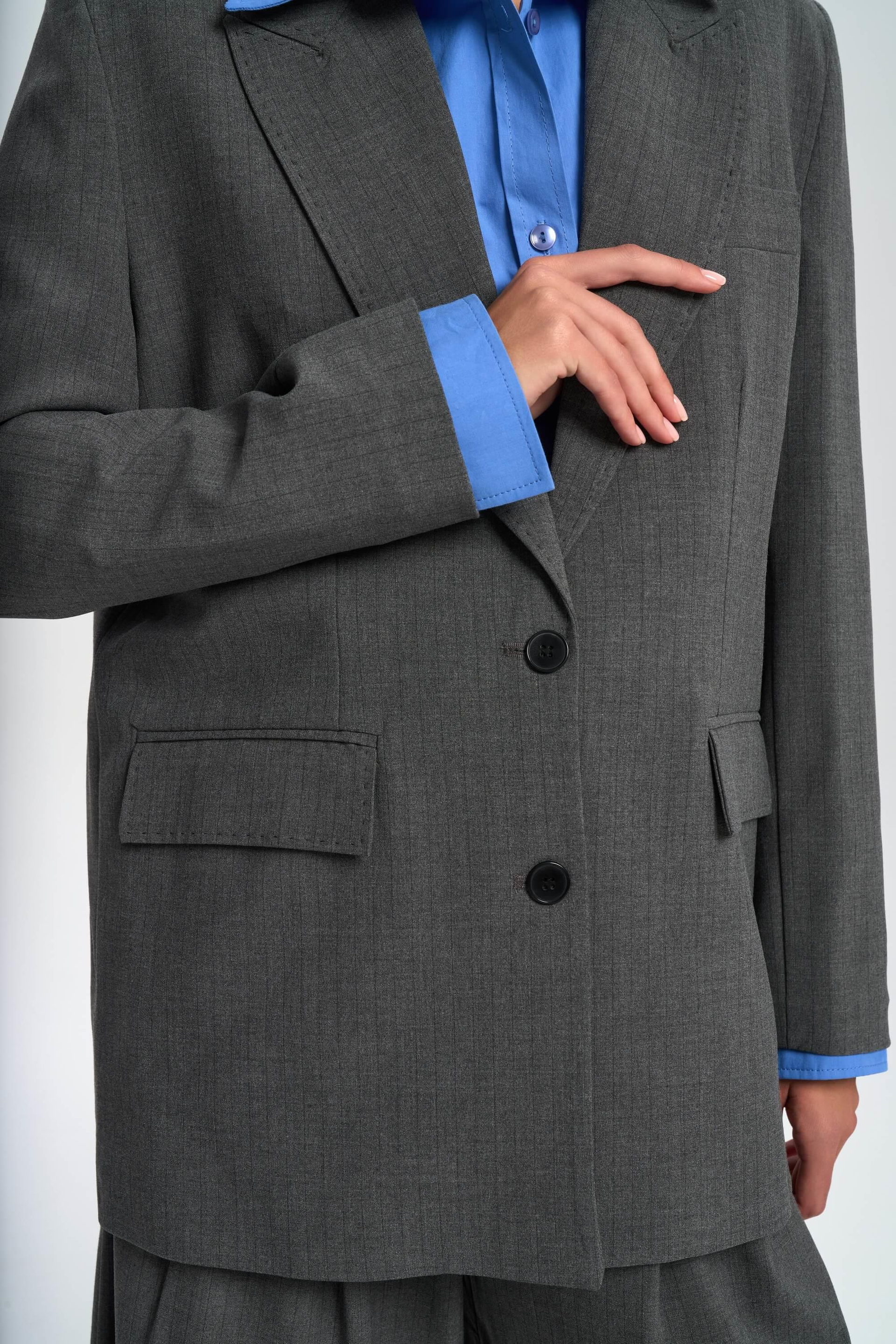 Jessical Çizgili Füme Blazer