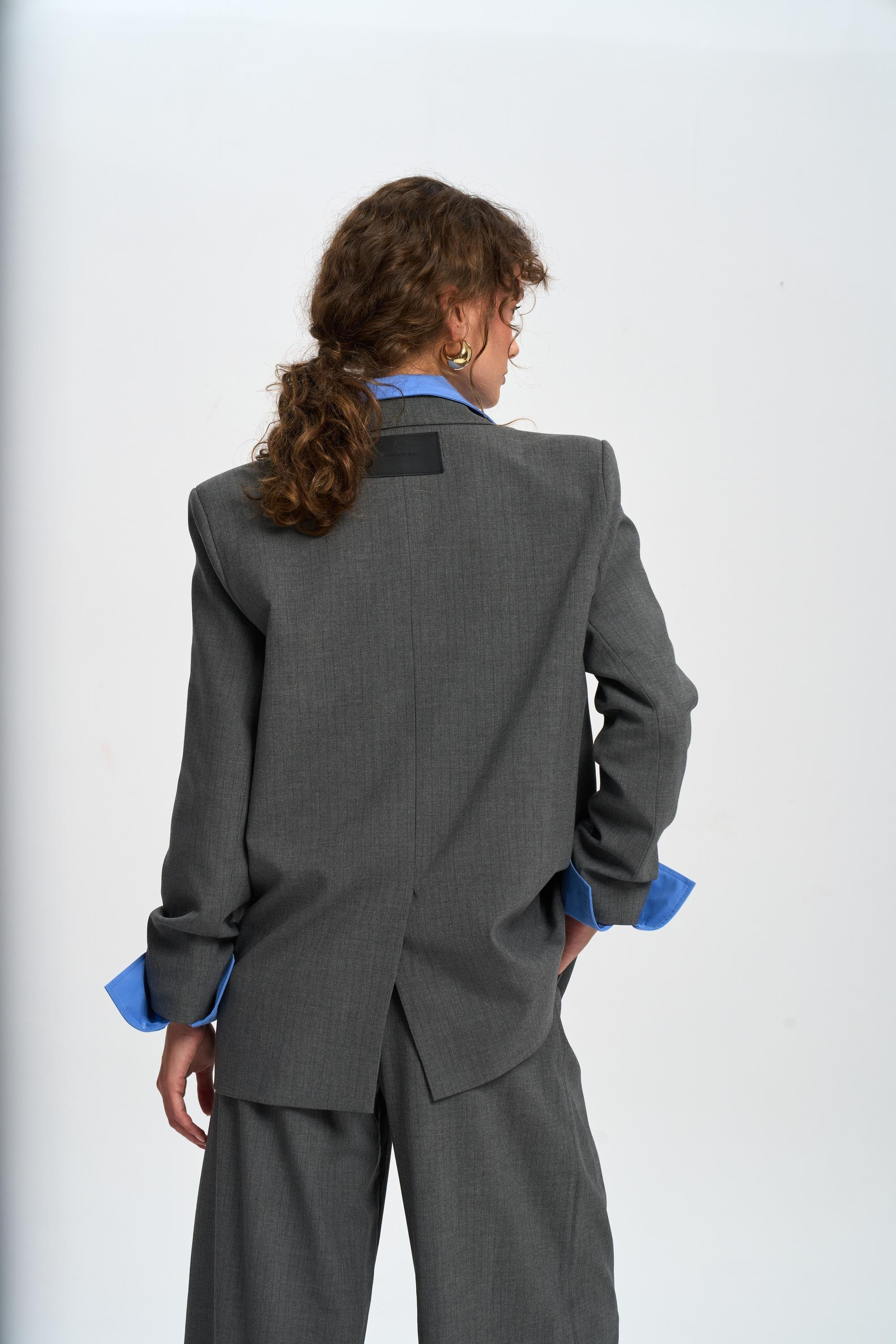 Jessical Çizgili Füme Blazer