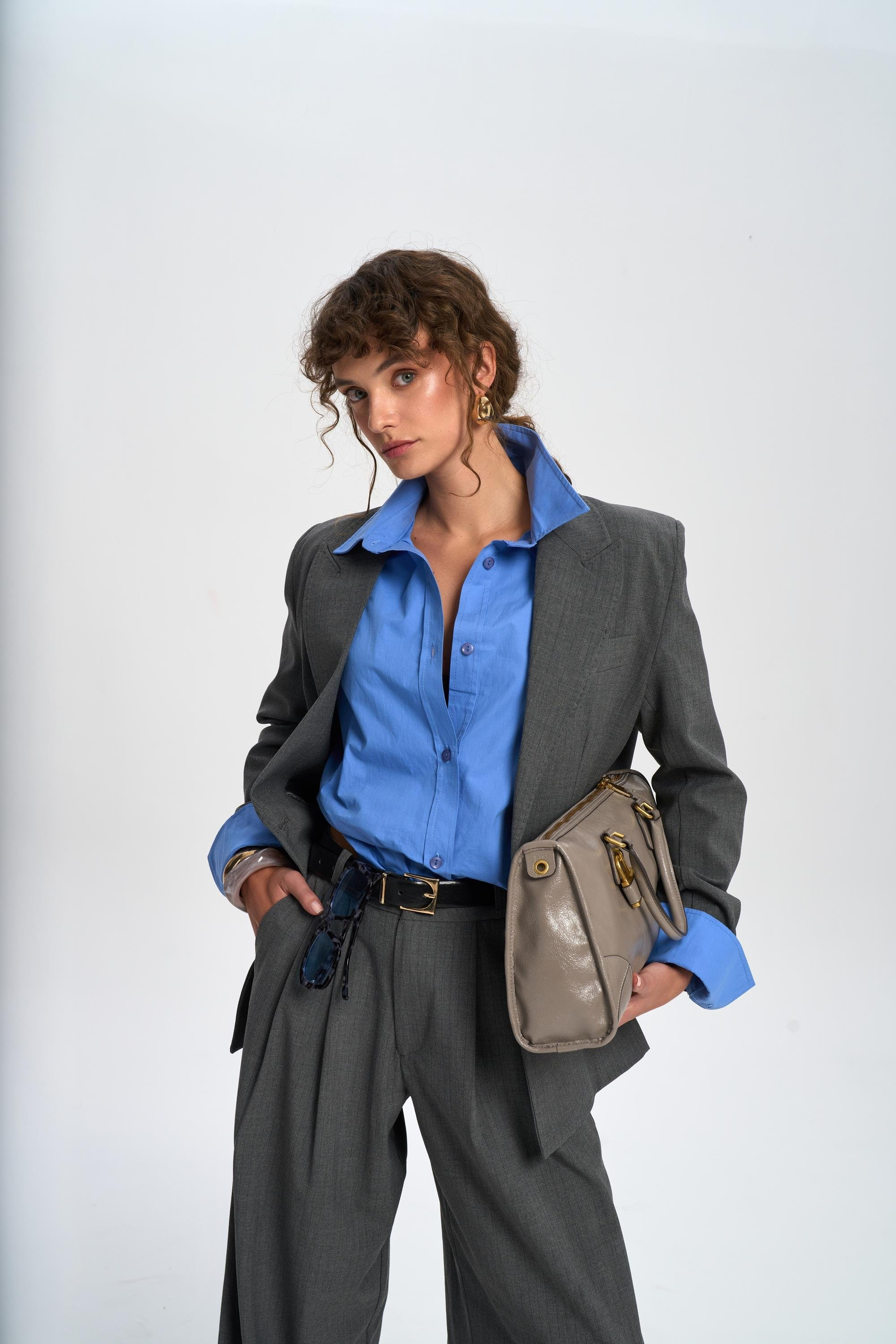 Jessical Çizgili Füme Blazer