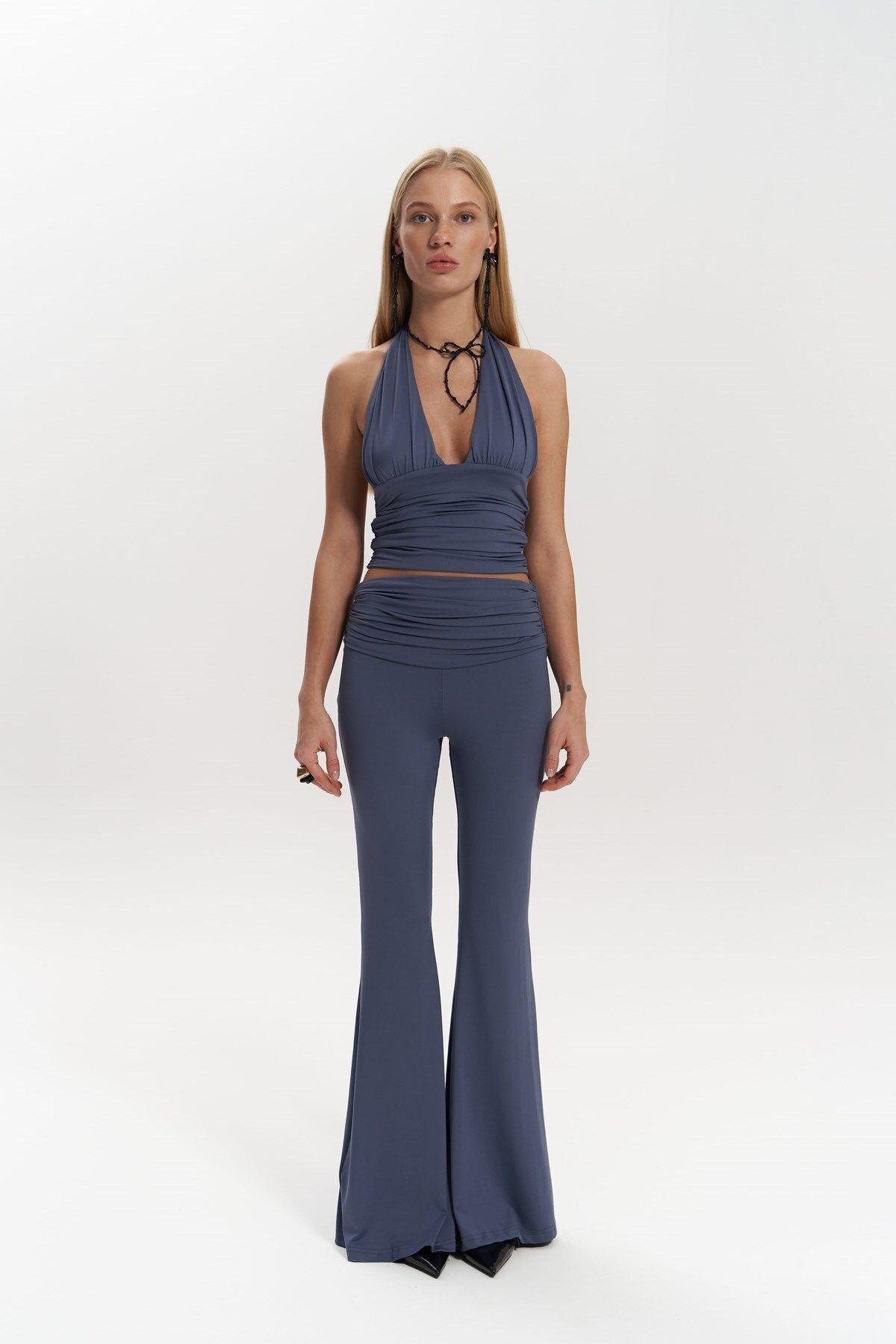 Jody Indigo Crop&Trousers Set