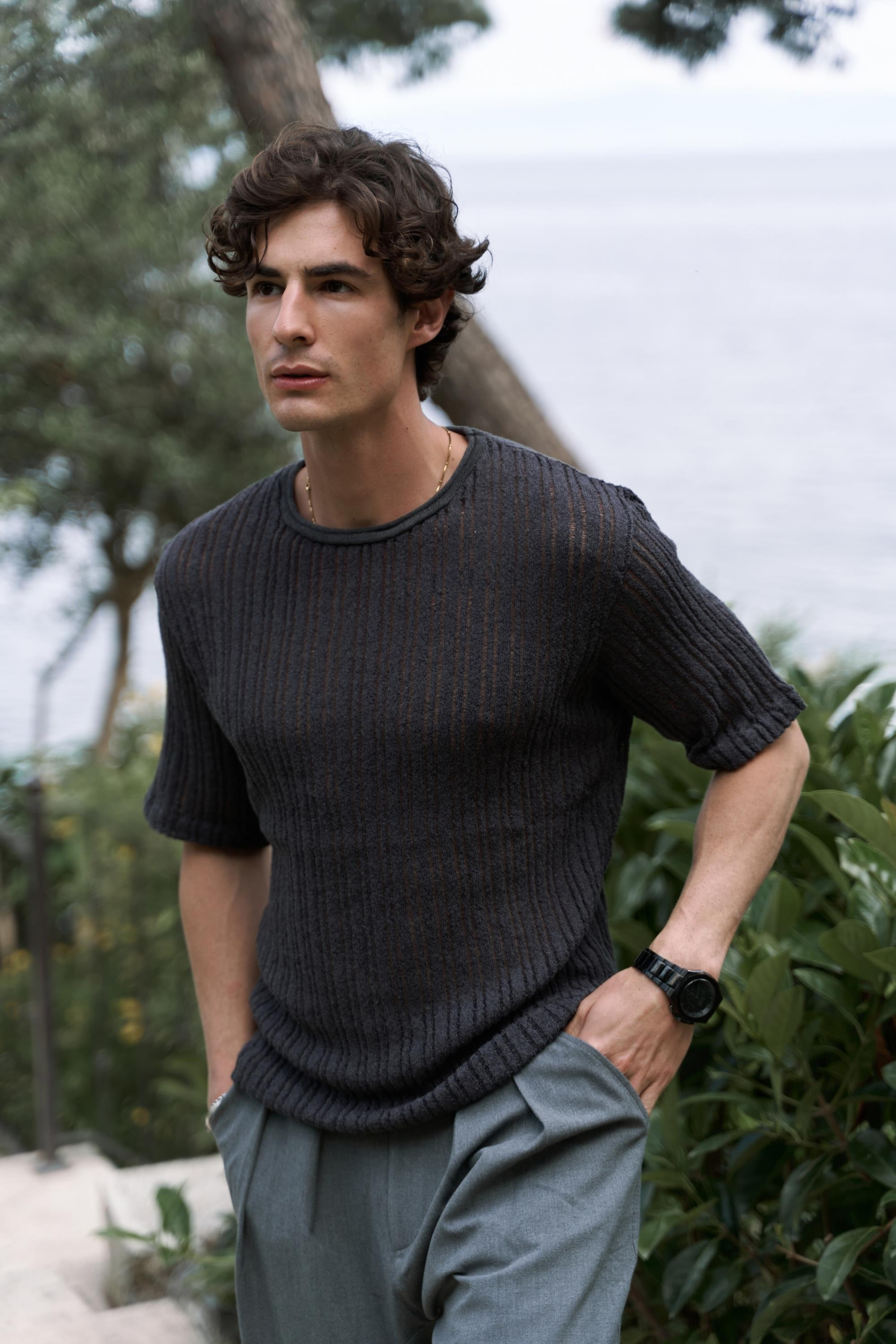 Joseph Erkek Yuvarlak Yaka Füme Triko T-Shirt