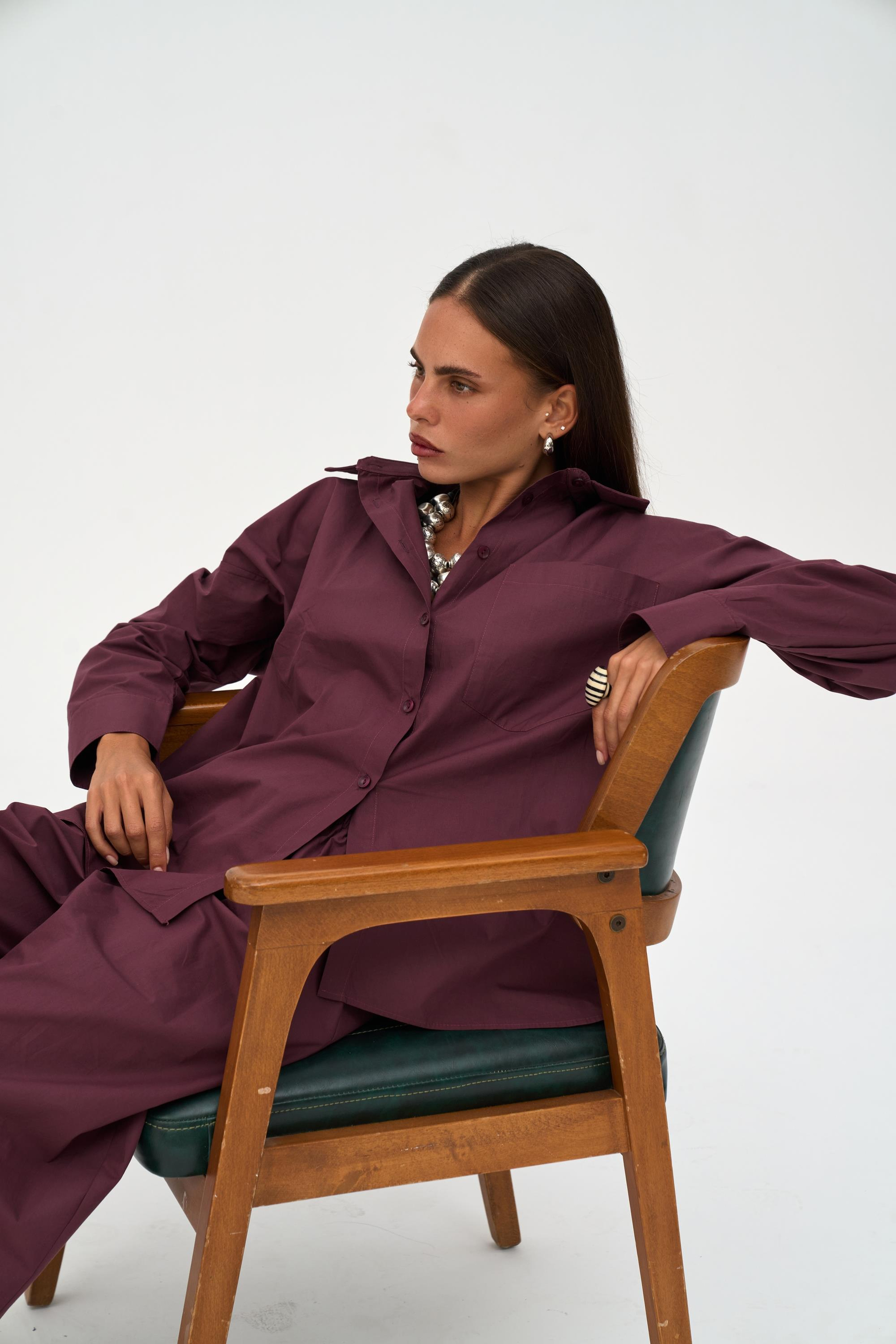 Josie Oversized Burgundy Shirt