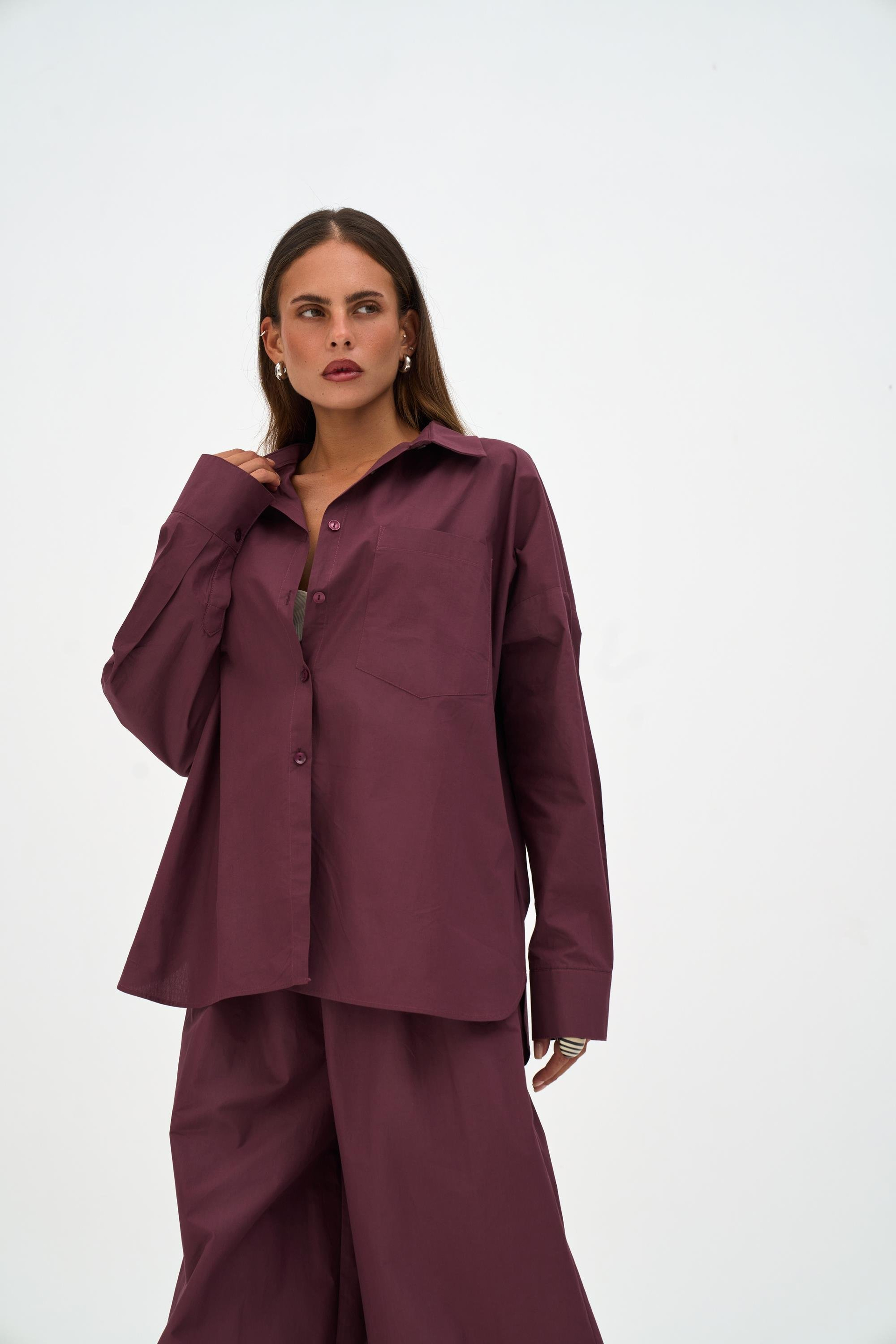 Josie Oversized Burgundy Shirt