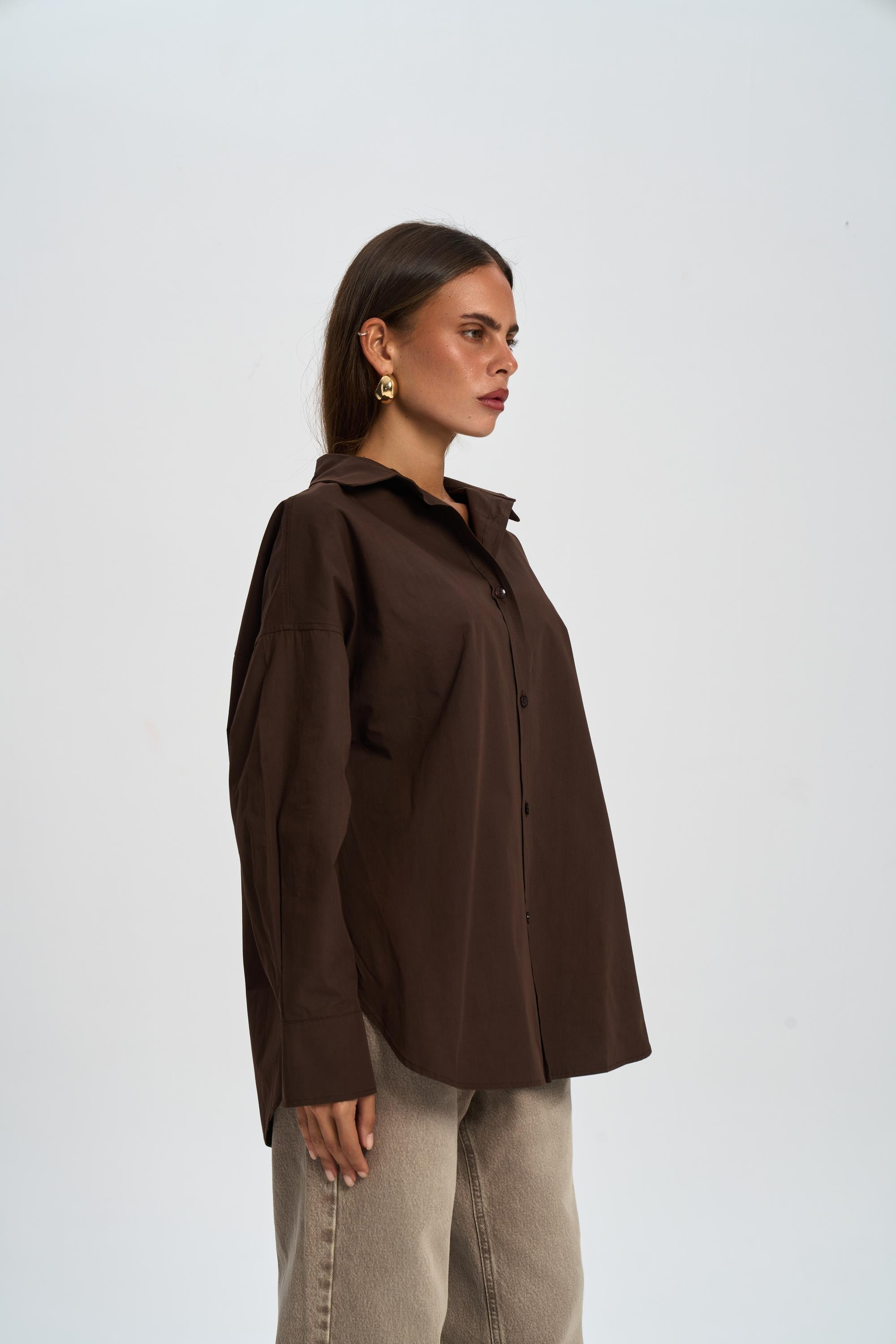 Josie Oversize Kahve Gömlek