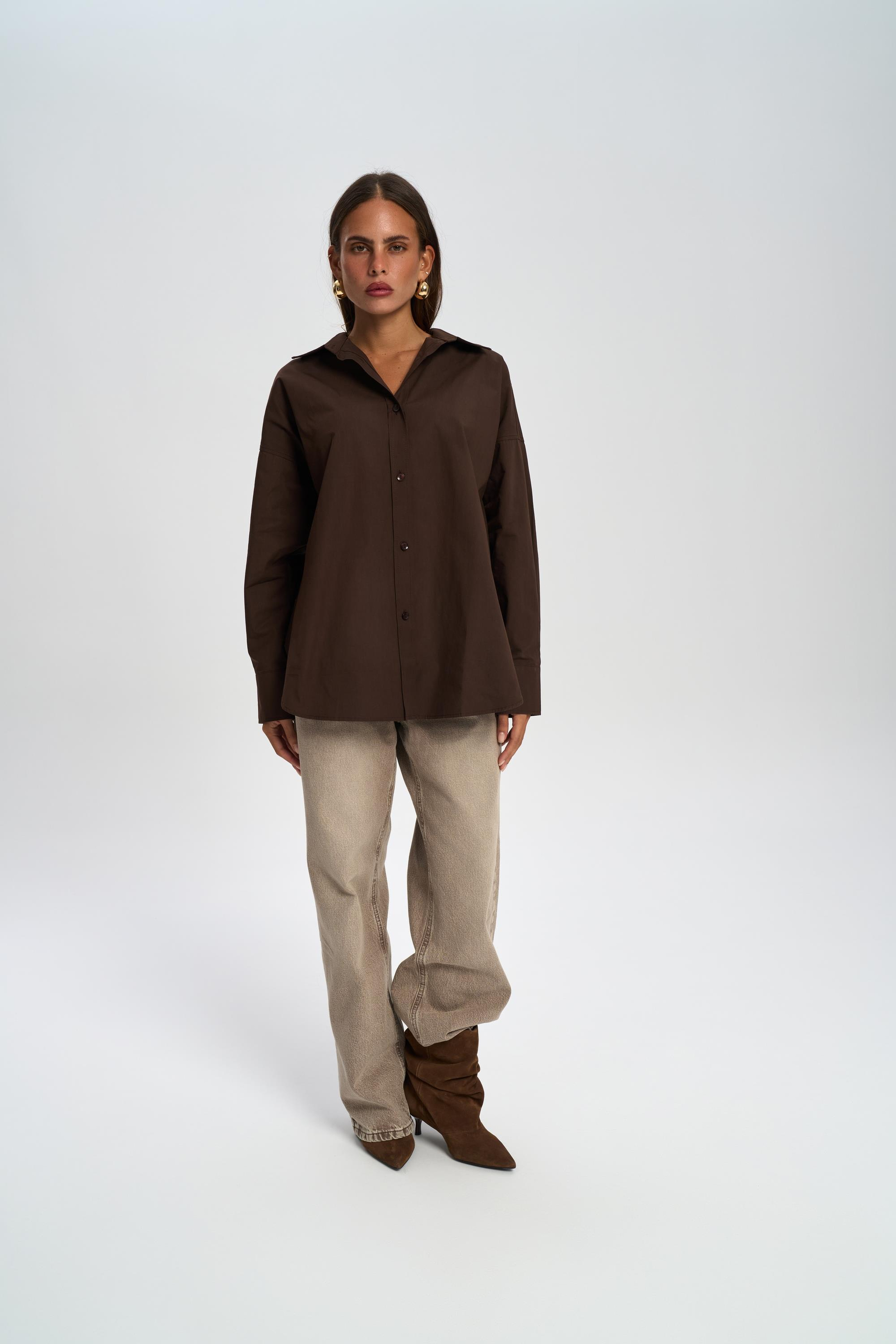 Josie Oversize Kahve Gömlek