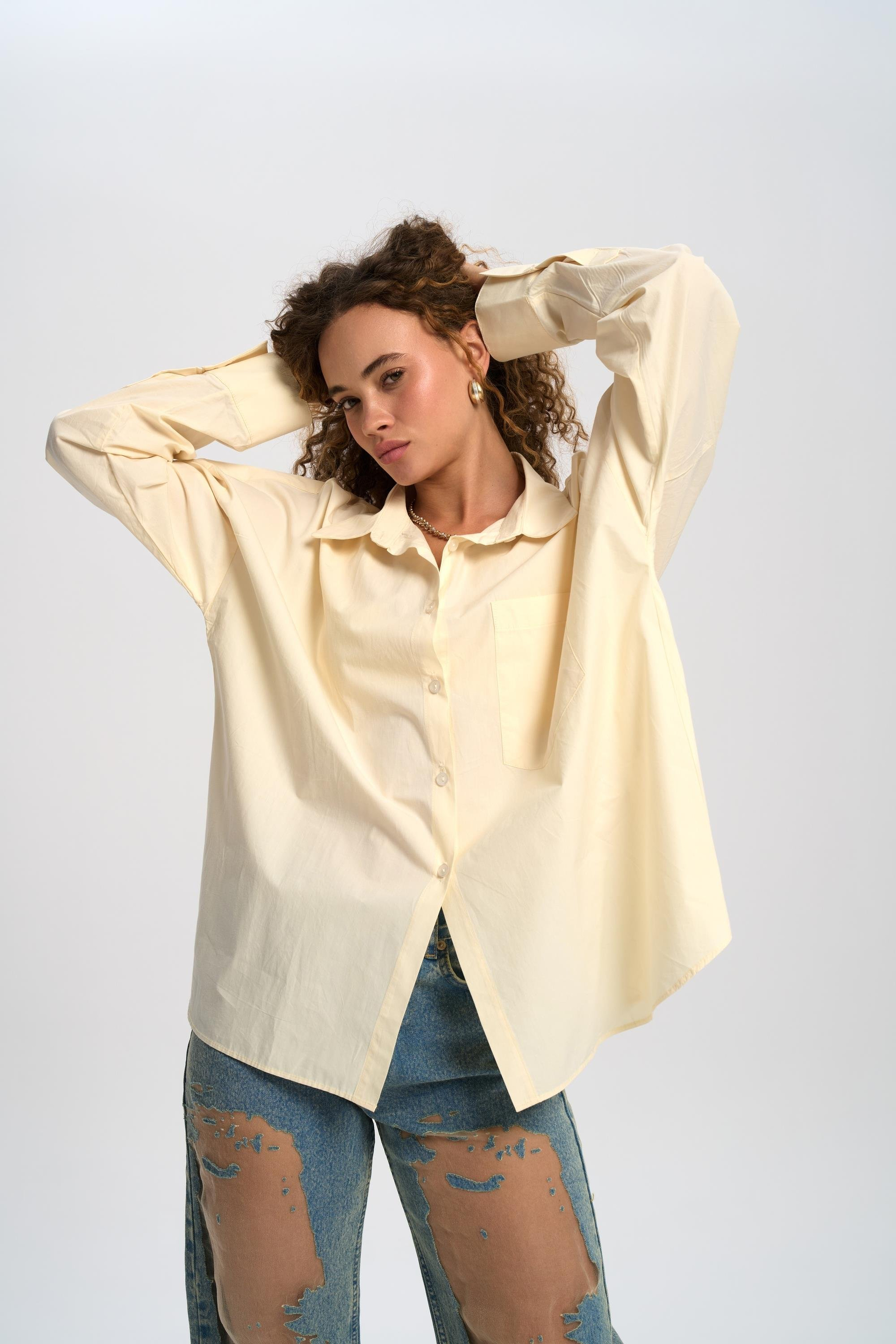 Josie Oversize Sarı Gömlek