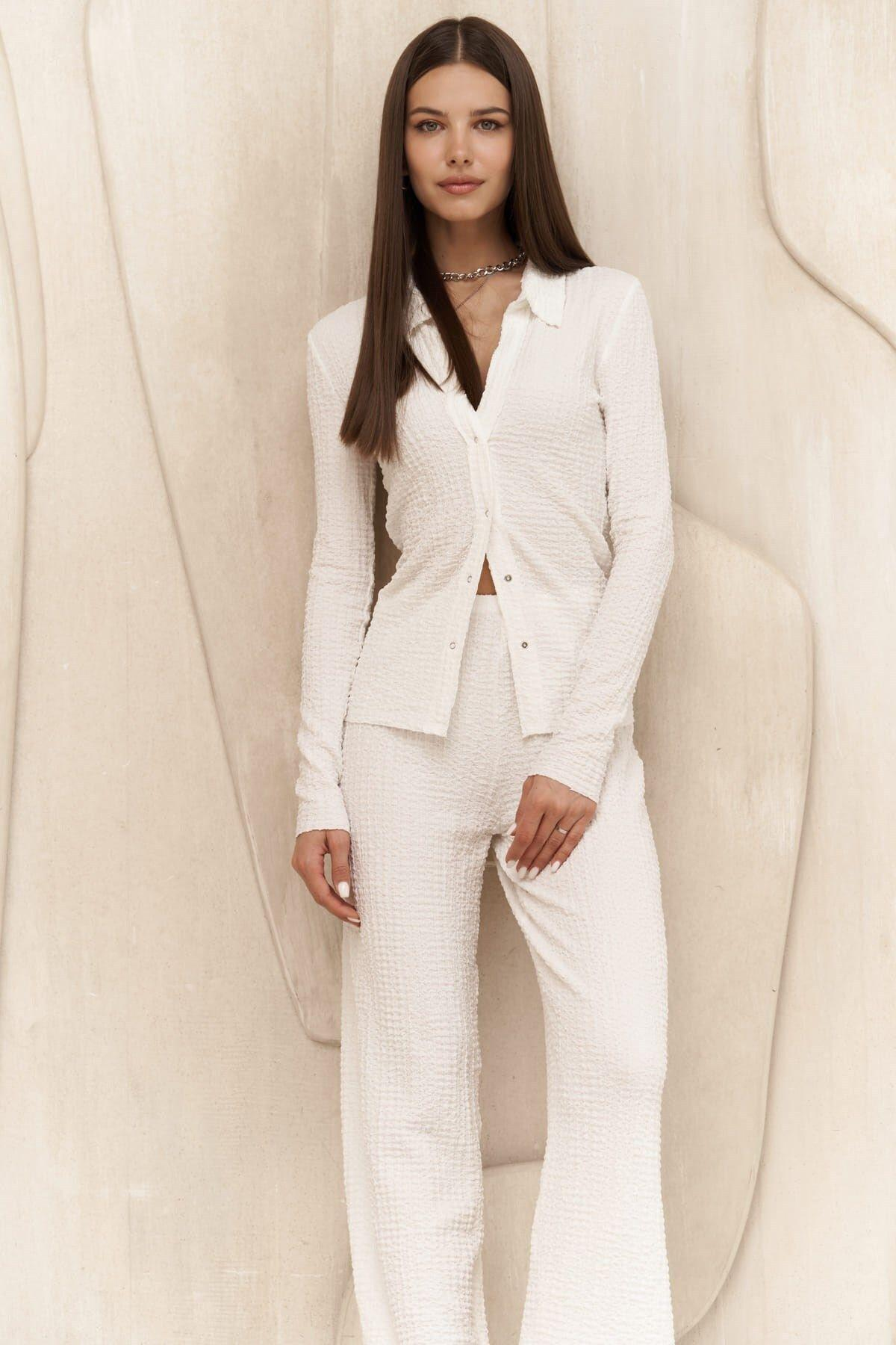 Juno Beyaz Gömlek Pantolon Takım