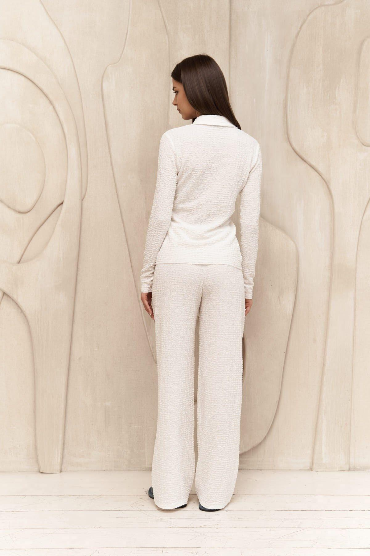 Juno Beyaz Gömlek Pantolon Takım