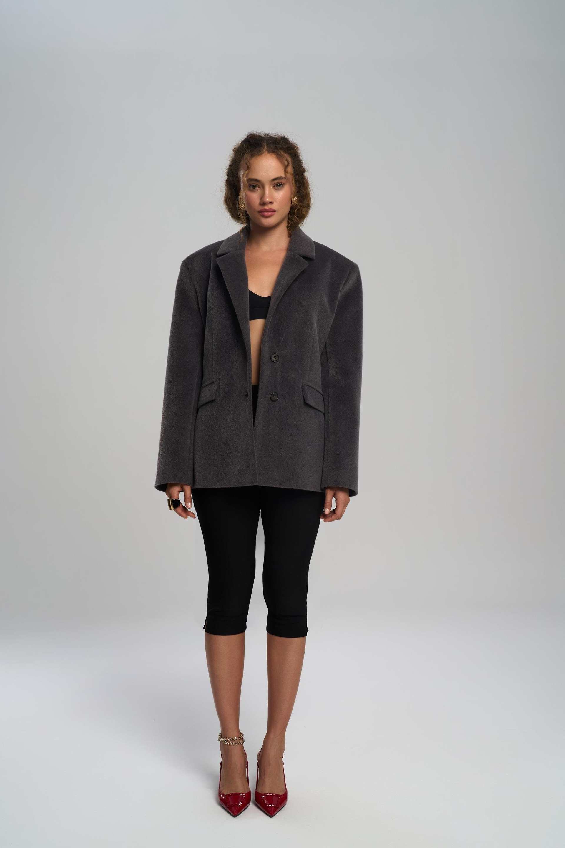 Kaela Bel Oturmalı Antrasit Blazer