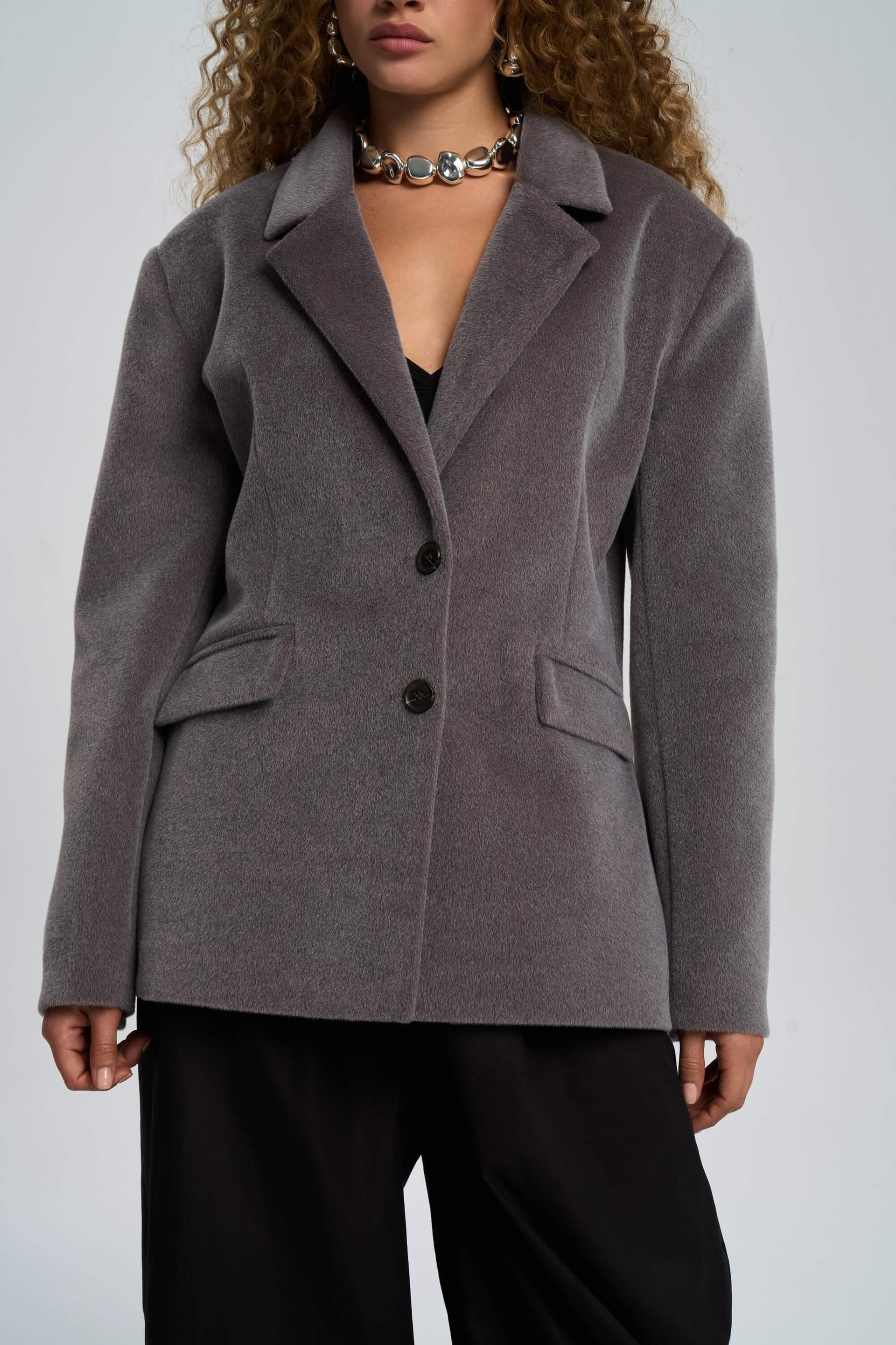 Kaela Bel Oturmalı Gri Blazer