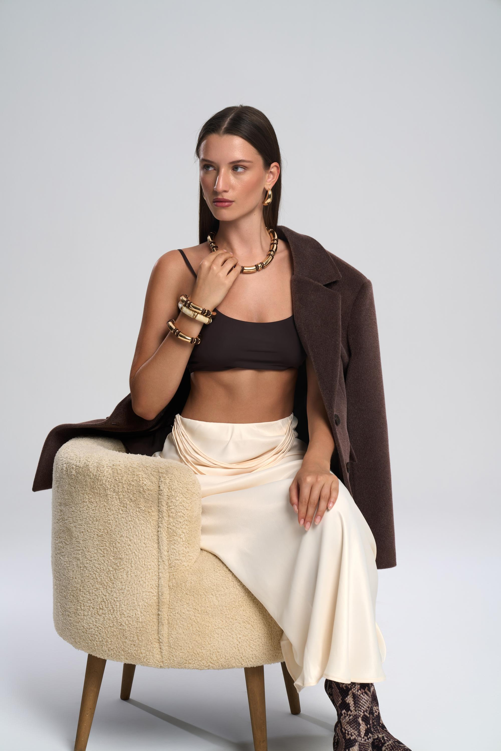 Kaela Bel Oturmalı Kahve Blazer