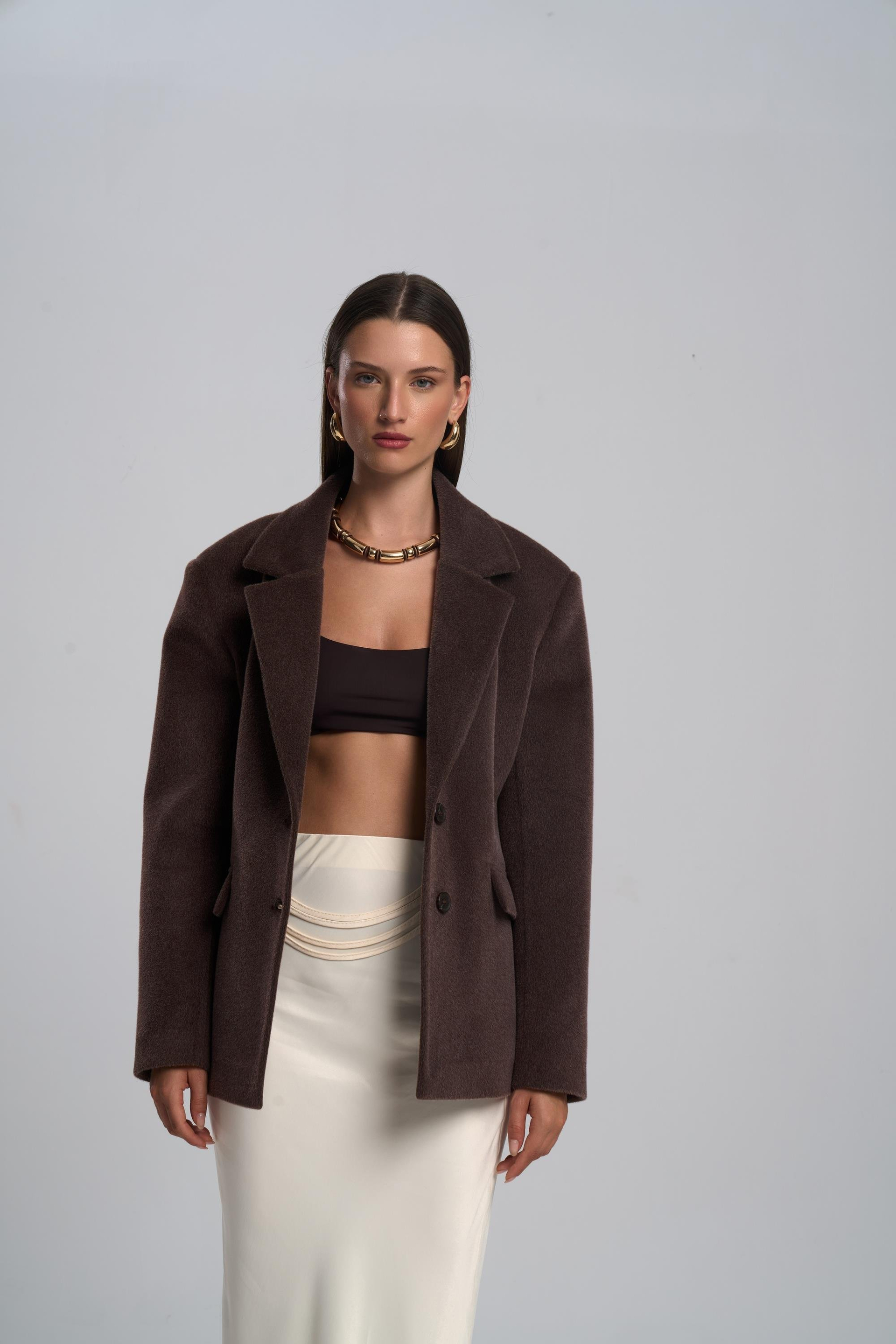 Kaela Bel Oturmalı Kahve Blazer