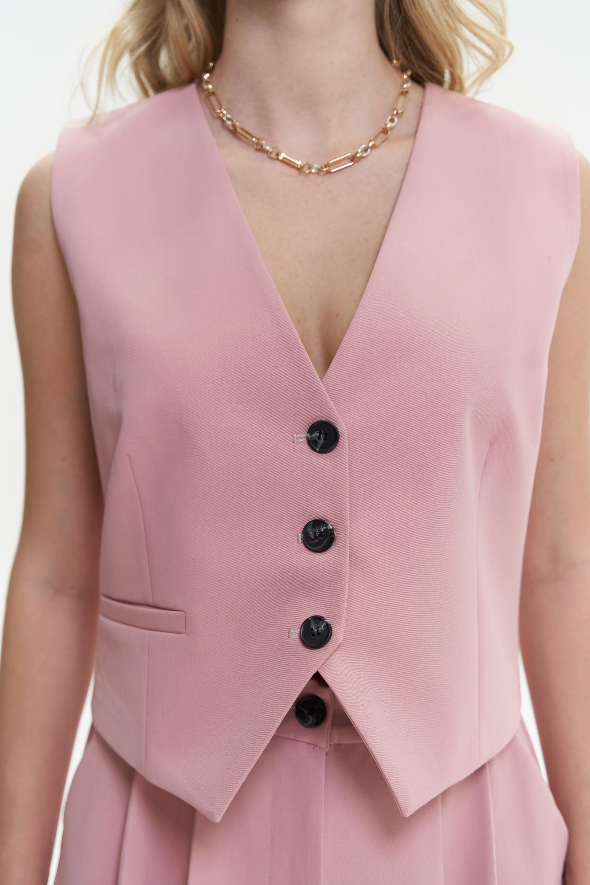 Kaylee Pembe Üçgen Detay Kısa Yelek