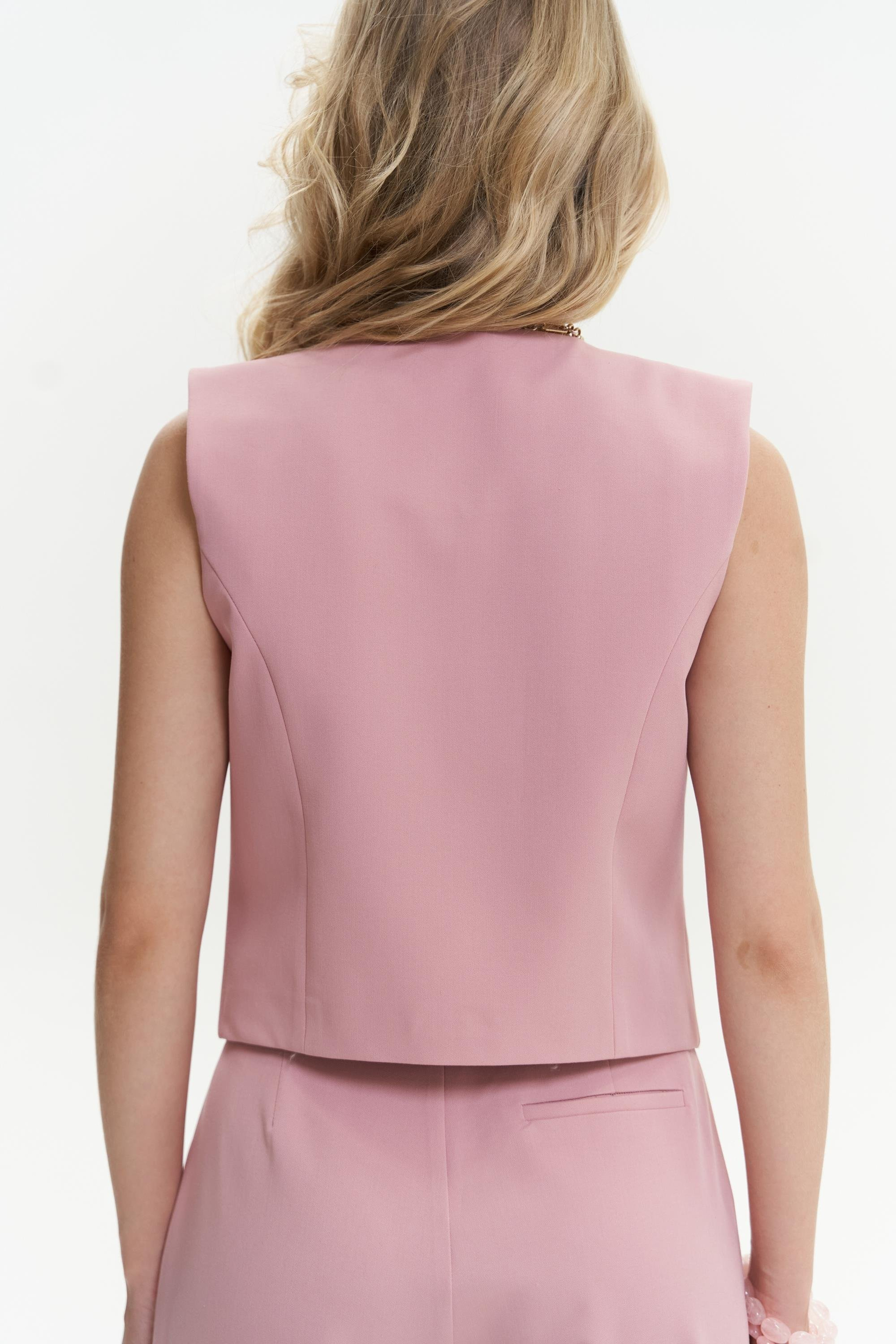 Kaylee Pembe Üçgen Detay Kısa Yelek