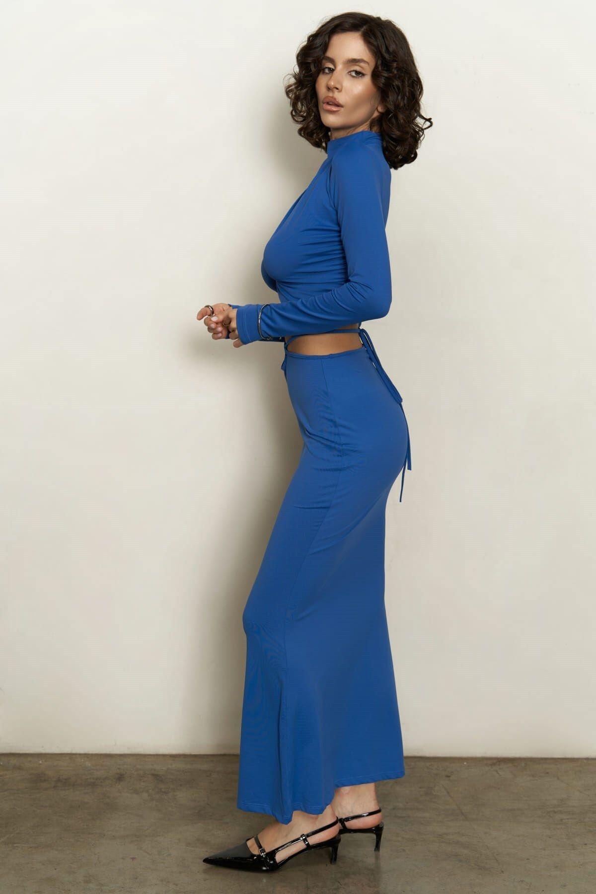 Kelsey Blue Crop&Skirt Set