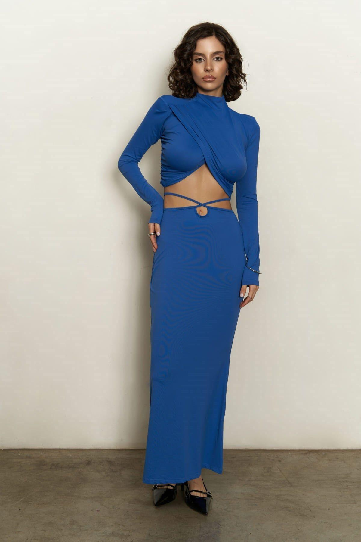 Kelsey Blue Crop&Skirt Set