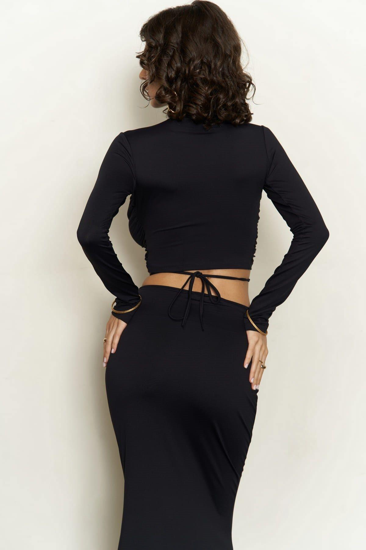 Kelsey Black Crop&Skirt Set